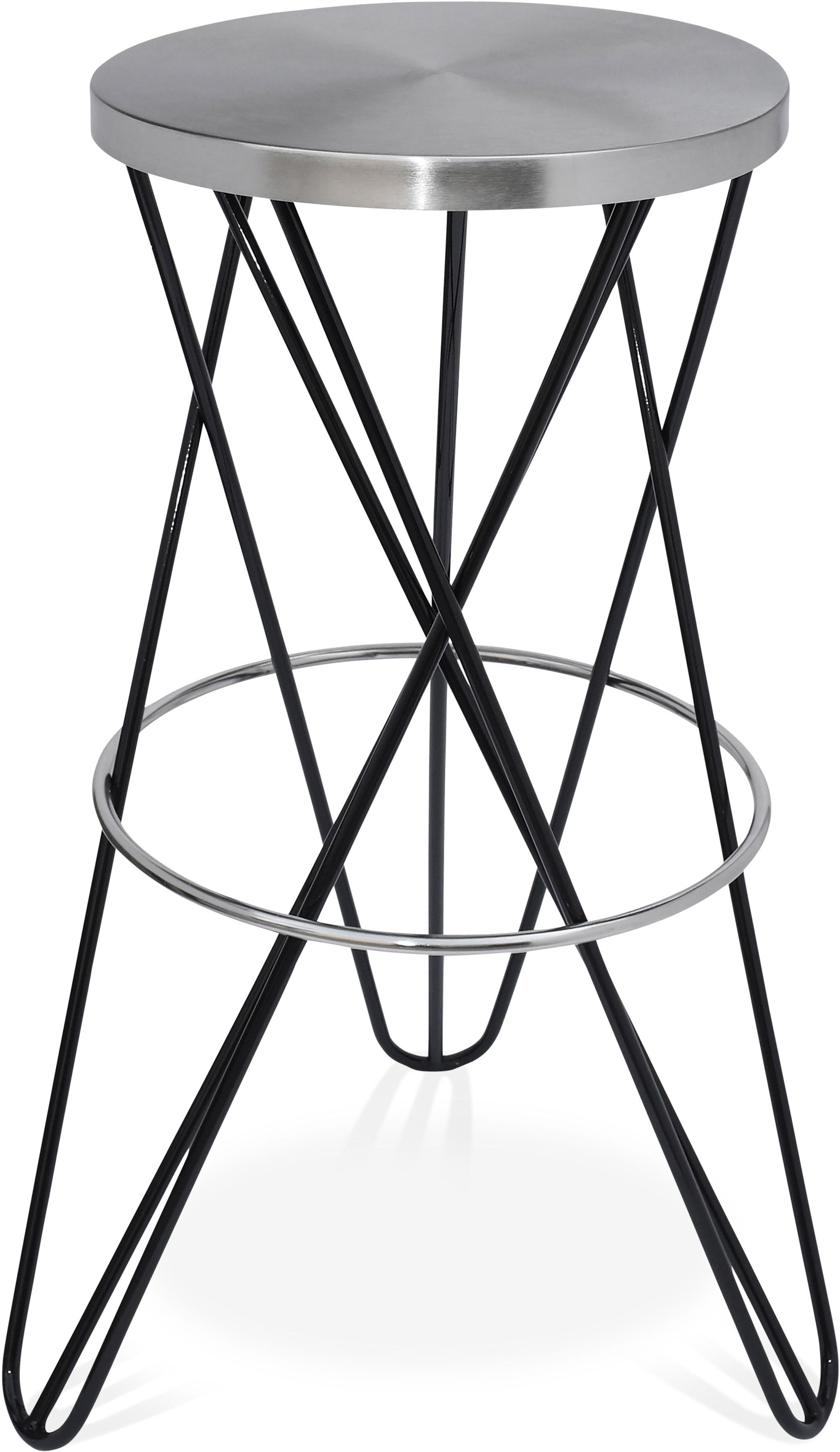 Mercury Bar Stool with Brushed Silver Seat & Black Base