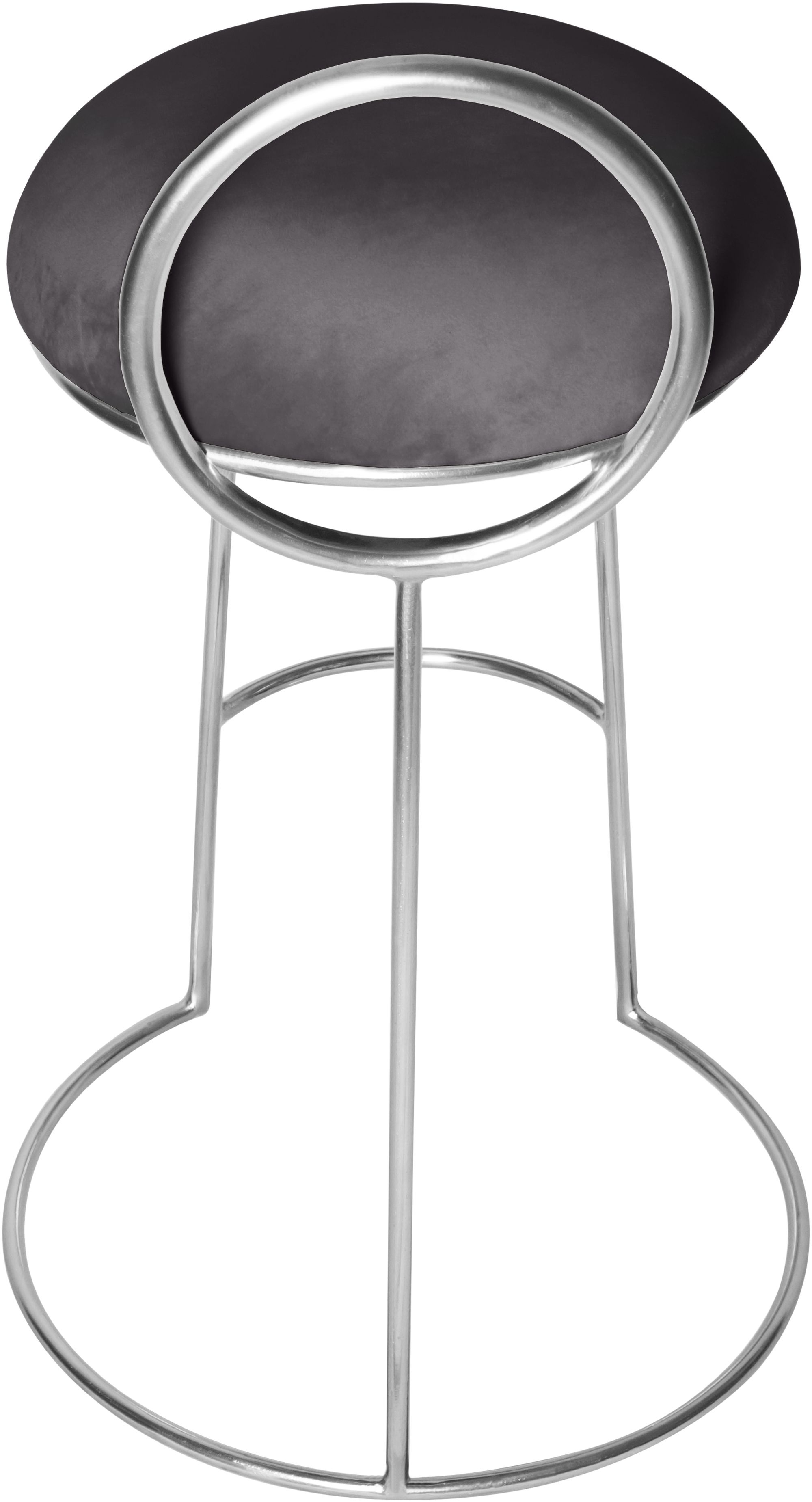 Ring Velvet Counter Stool with Brushed Chrome Metal Frame