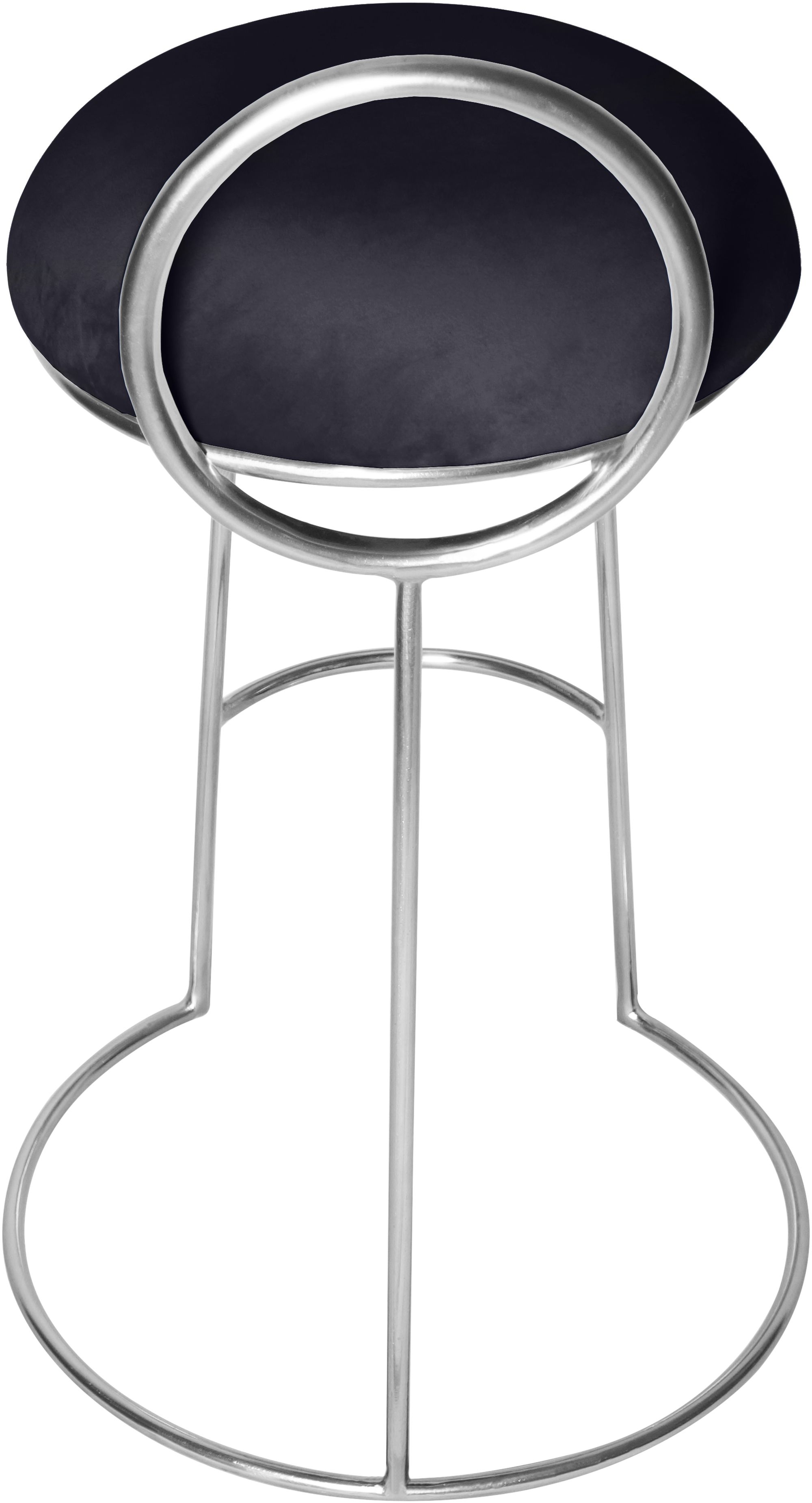 Ring Velvet Counter Stool with Brushed Chrome Metal Frame