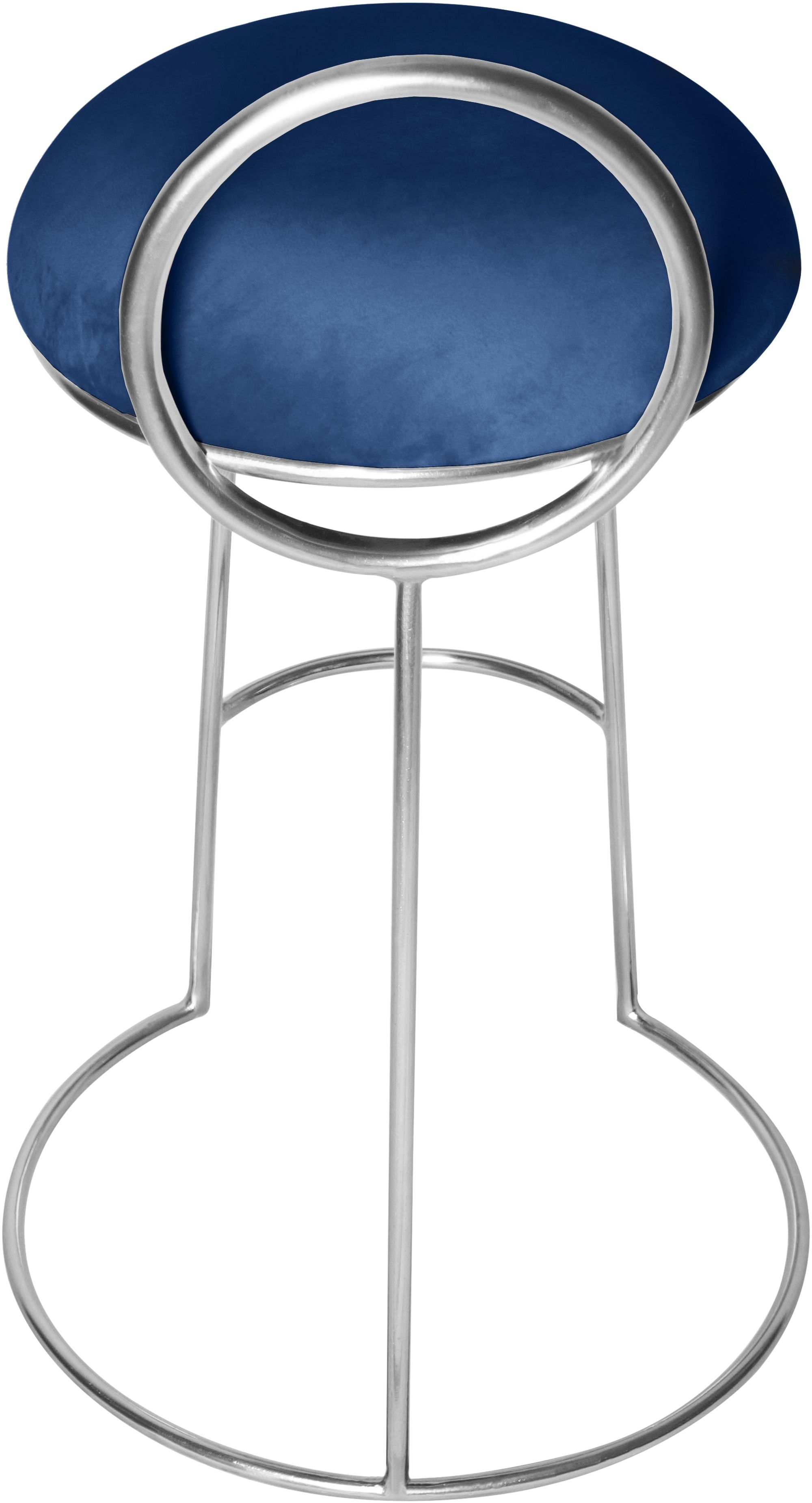 Ring Velvet Counter Stool with Brushed Chrome Metal Frame