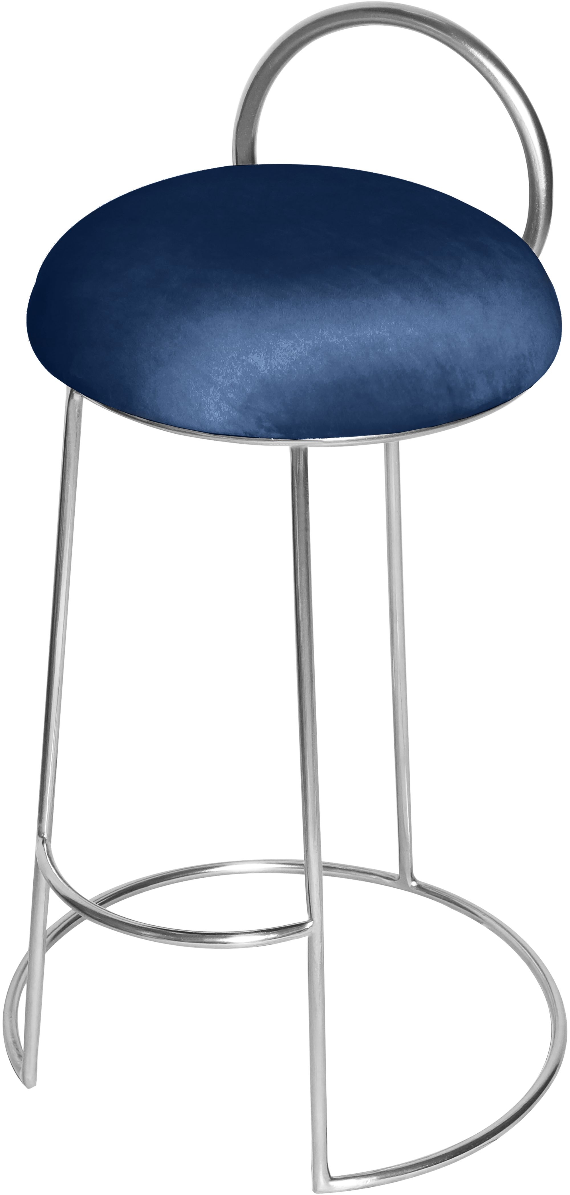 Ring Velvet Counter Stool with Brushed Chrome Metal Frame