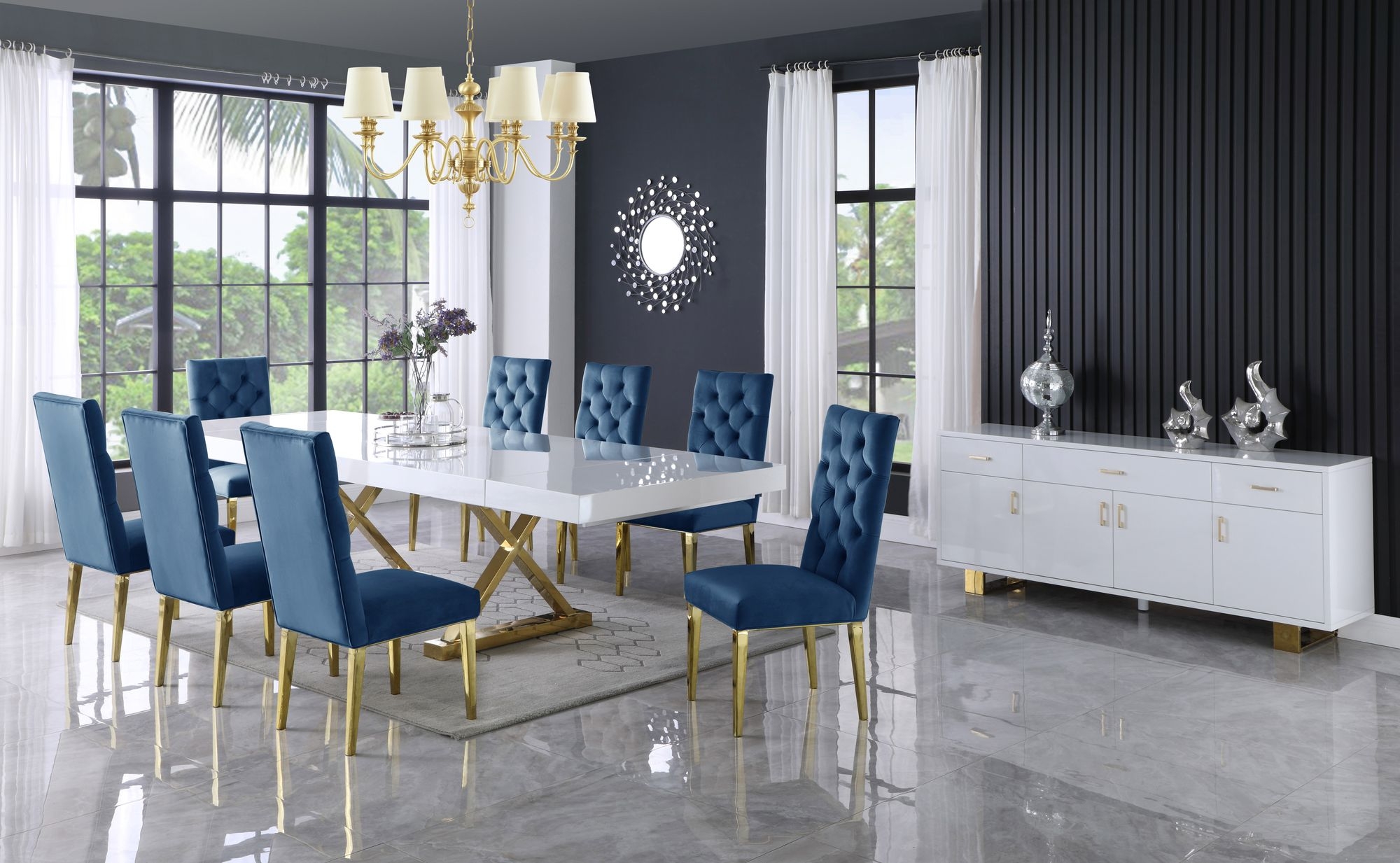 Excel Extendable Rectangular Lacquer Dining Table