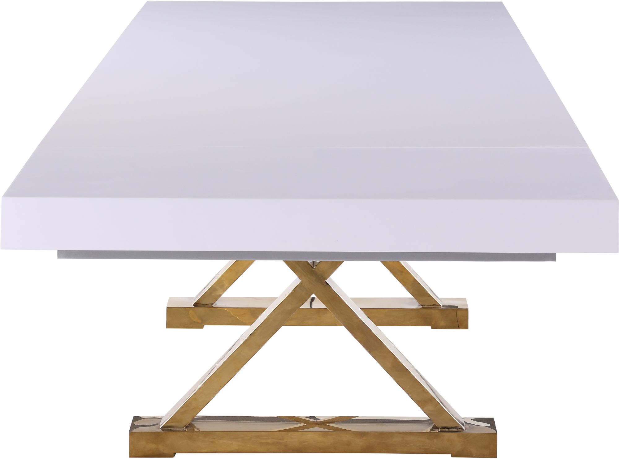 Excel Extendable Rectangular Lacquer Dining Table with Gold Stainless Steel Base