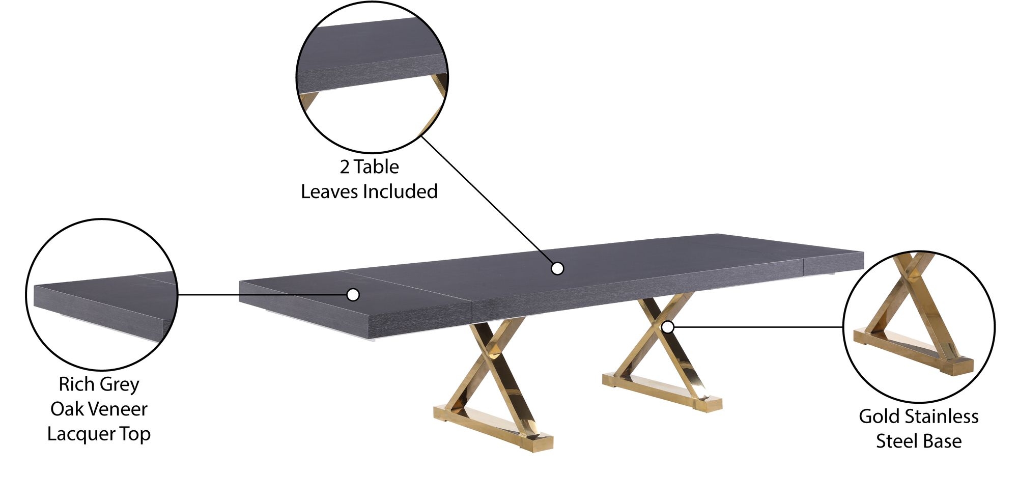 Excel Extendable Rectangular Lacquer Dining Table