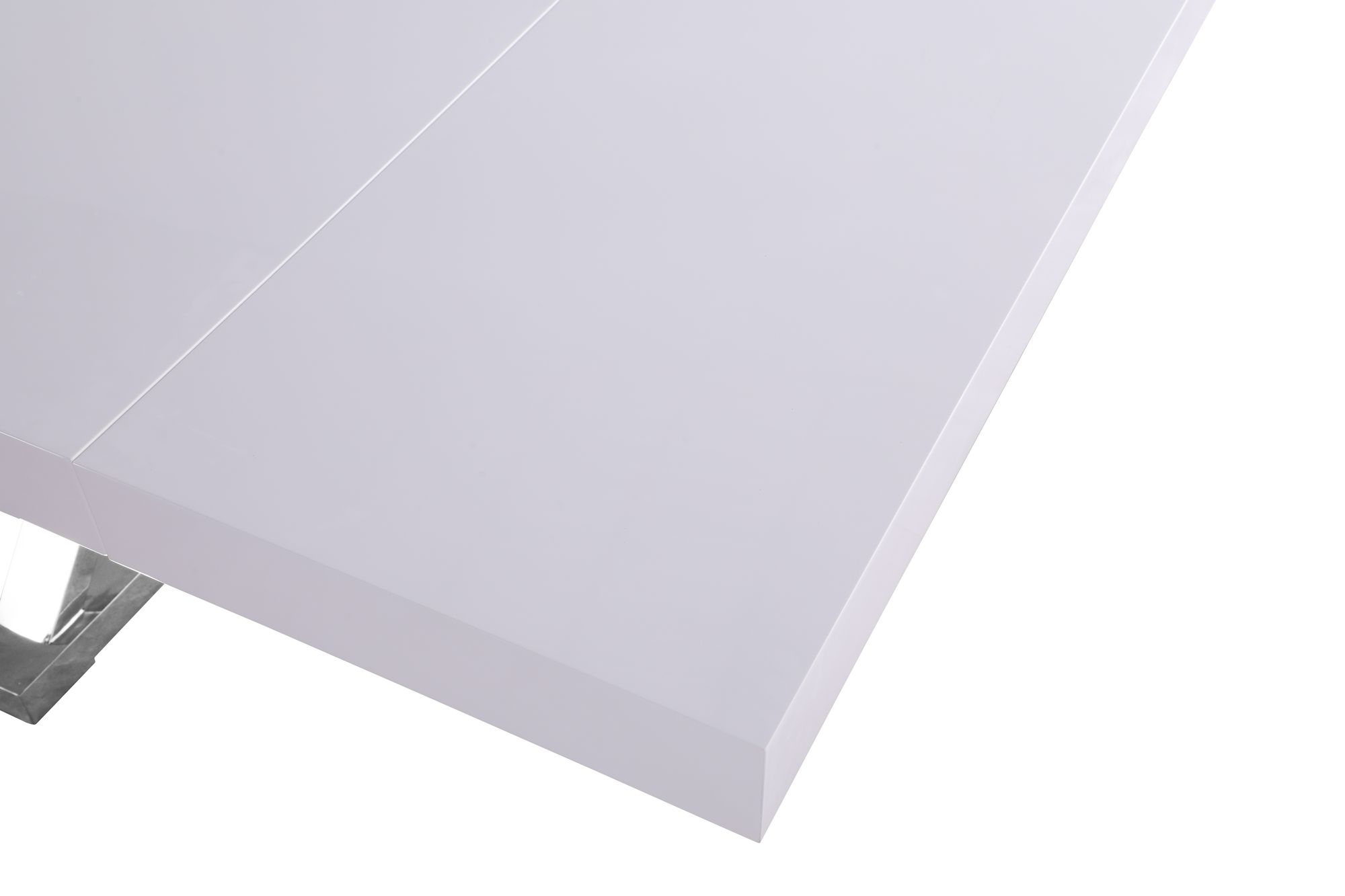 Excel Extendable Rectangular Lacquer Dining Table with Chrome Stainless Steel Base