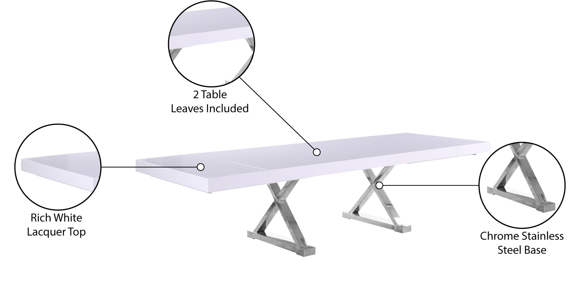 Excel Extendable Rectangular Lacquer Dining Table