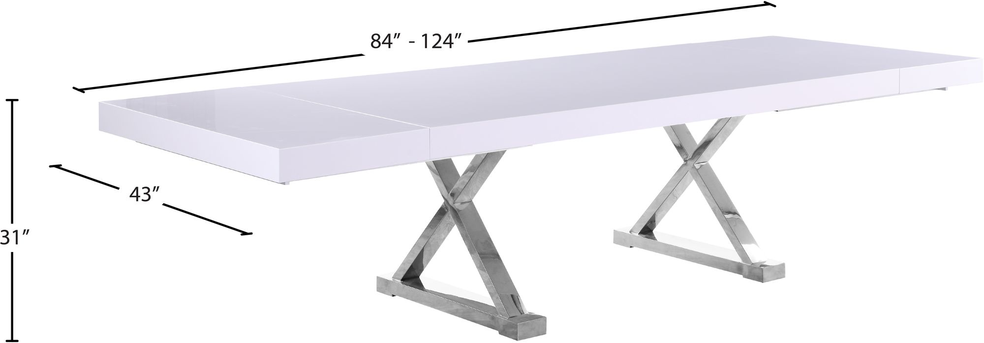 Excel Extendable Rectangular Lacquer Dining Table