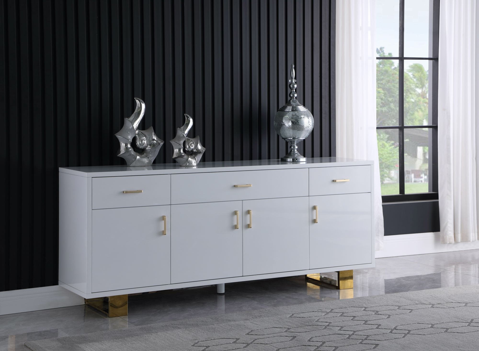 Excel 3-Drawer 4-Door Wood Veneer Sideboard