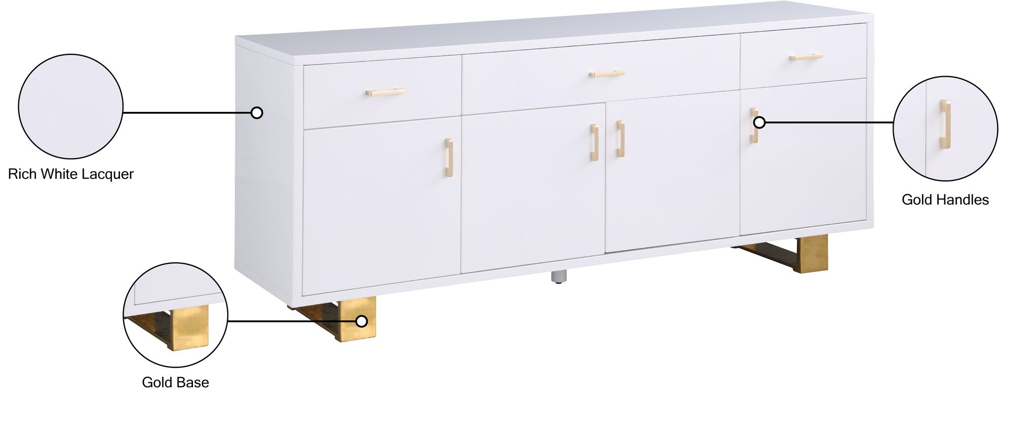 Excel 3-Drawer 4-Door Wood Veneer Sideboard