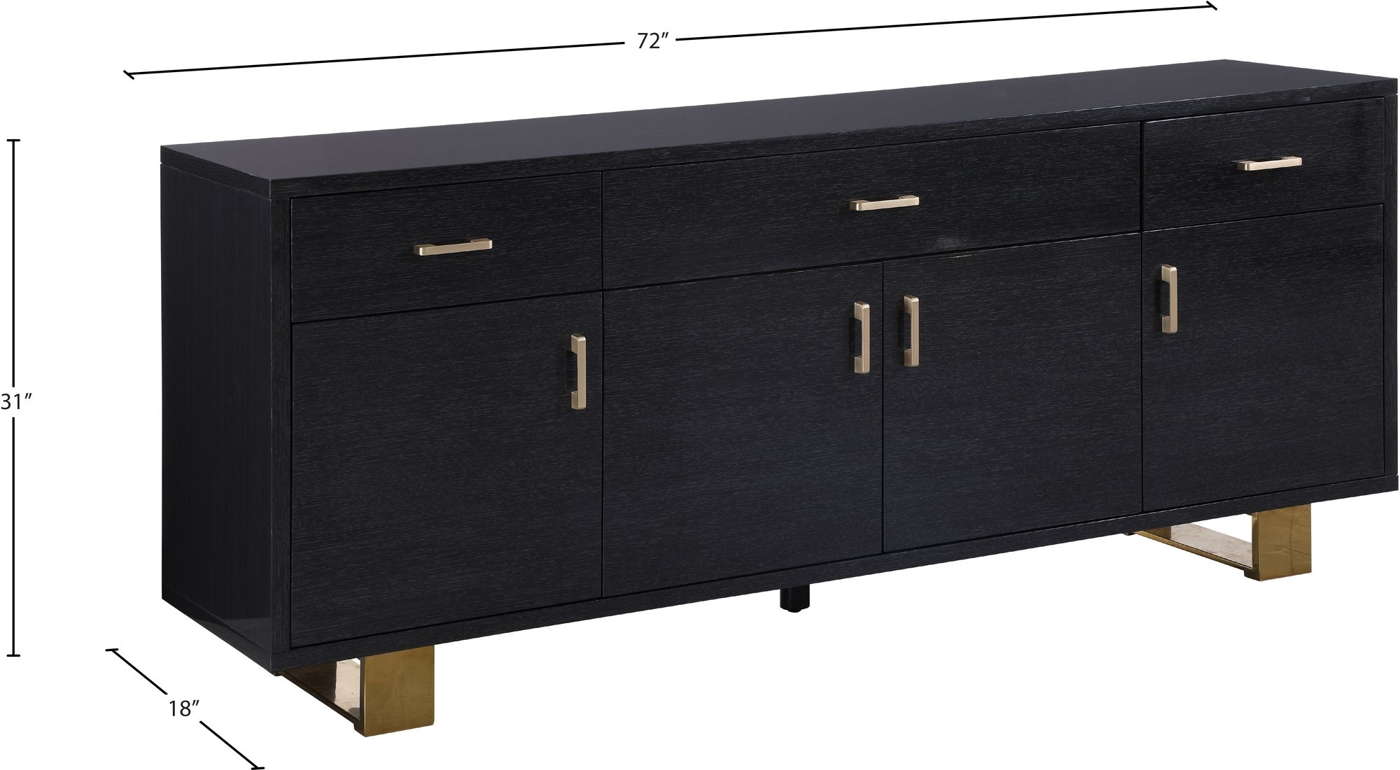 Excel 3-Drawer 4-Door Wood Veneer Sideboard