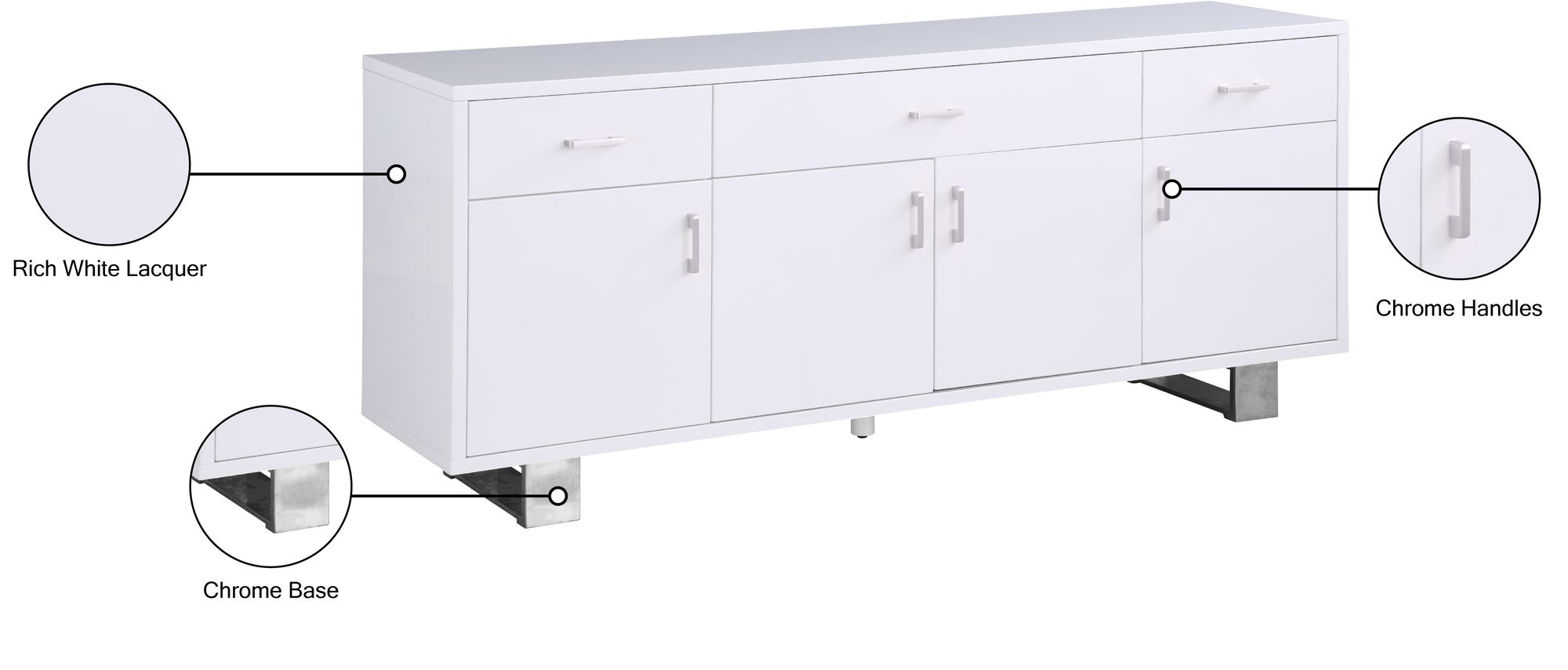 Excel 3-Drawer 4-Door Wood Veneer Sideboard