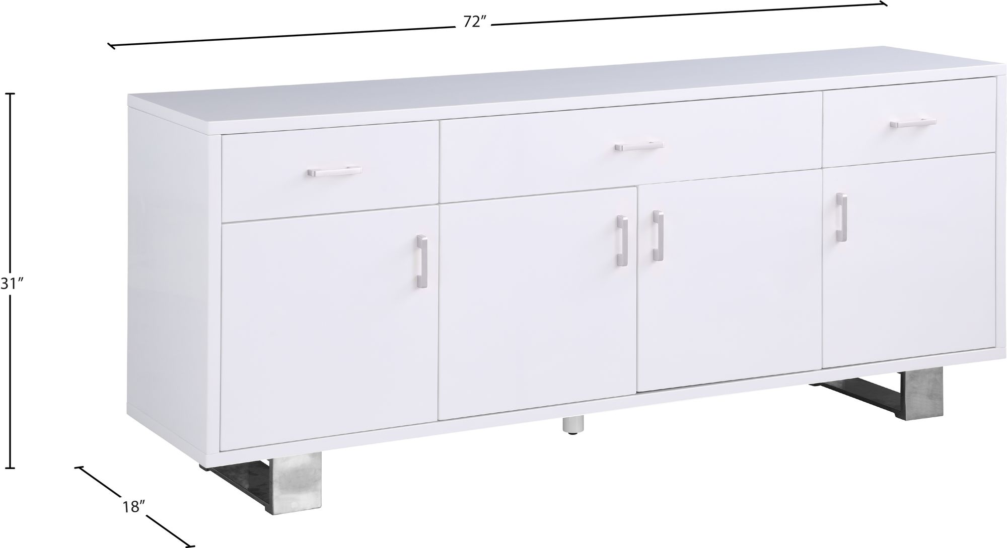 Excel 3-Drawer 4-Door Wood Veneer Sideboard