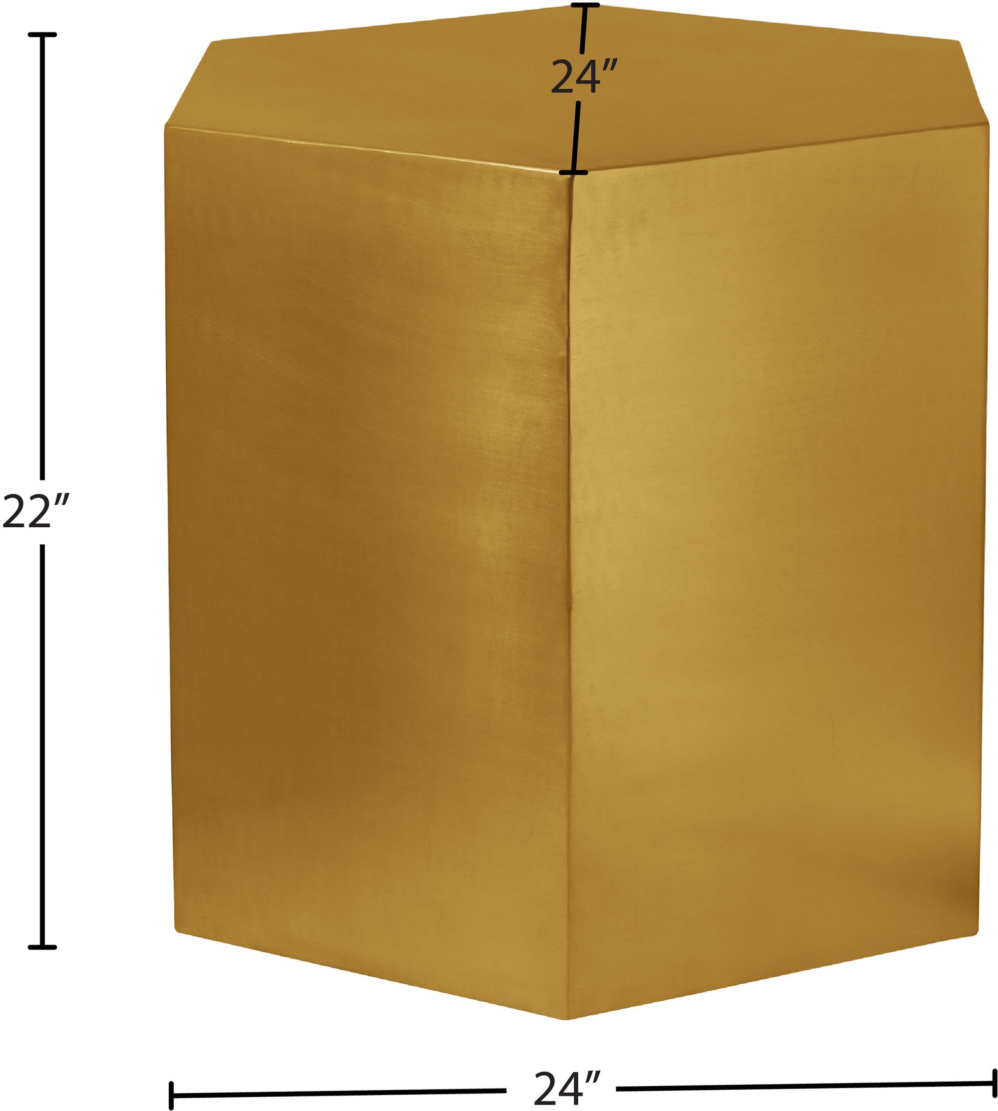 Hexagon 24" Brushed Metal End Table