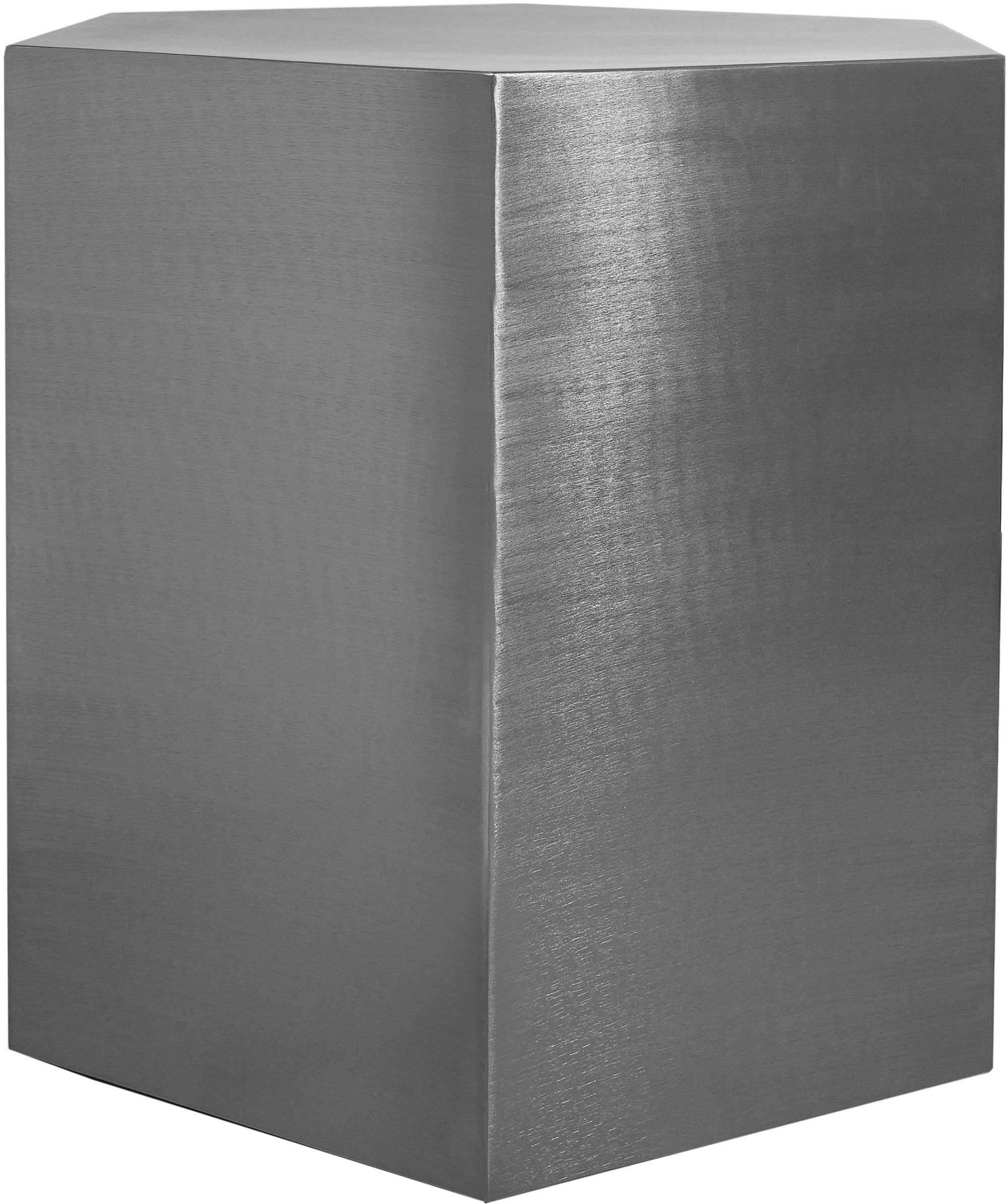 Hexagon 24" Brushed Chrome Metal End Table