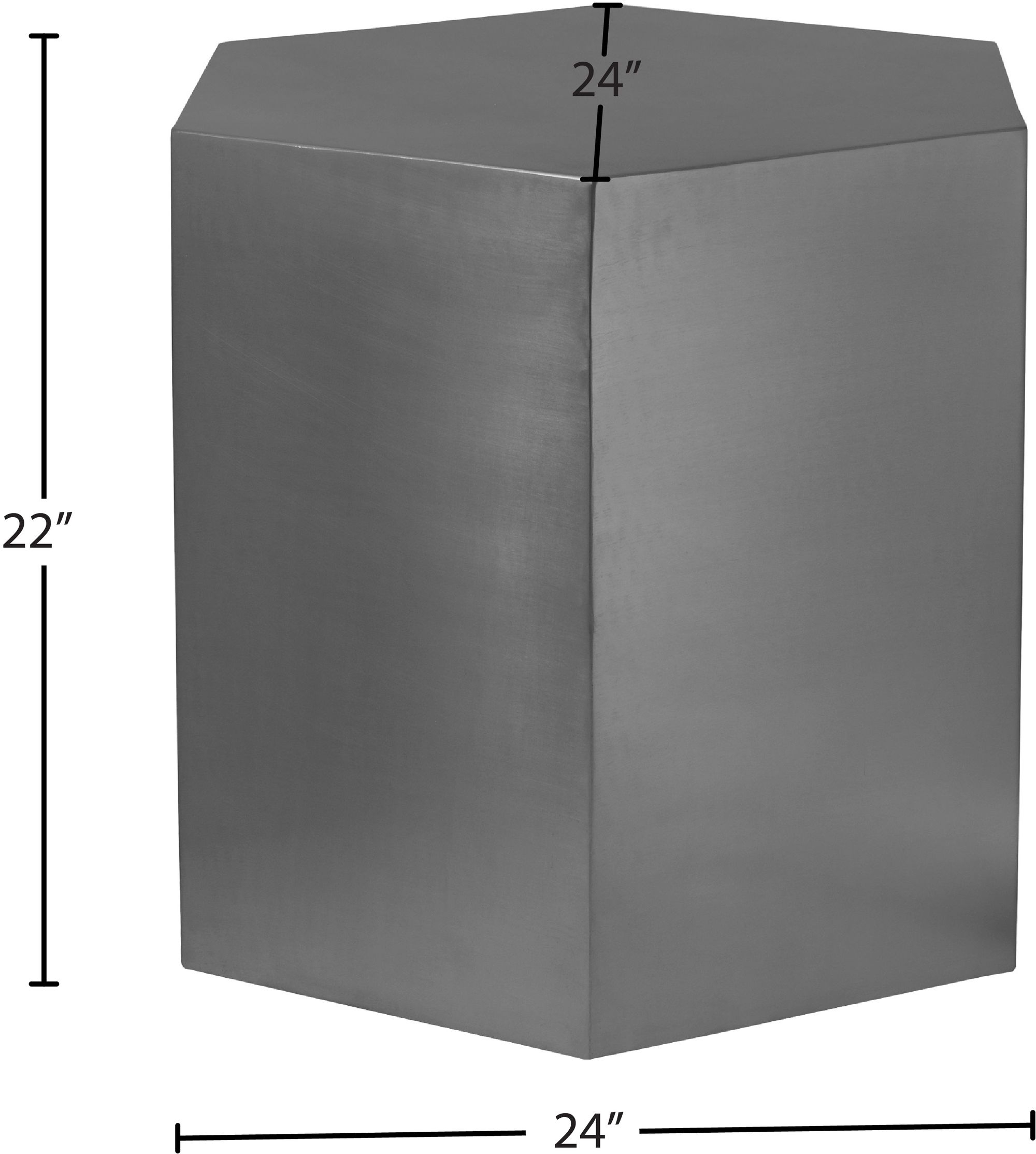 Hexagon 24" Brushed Metal End Table