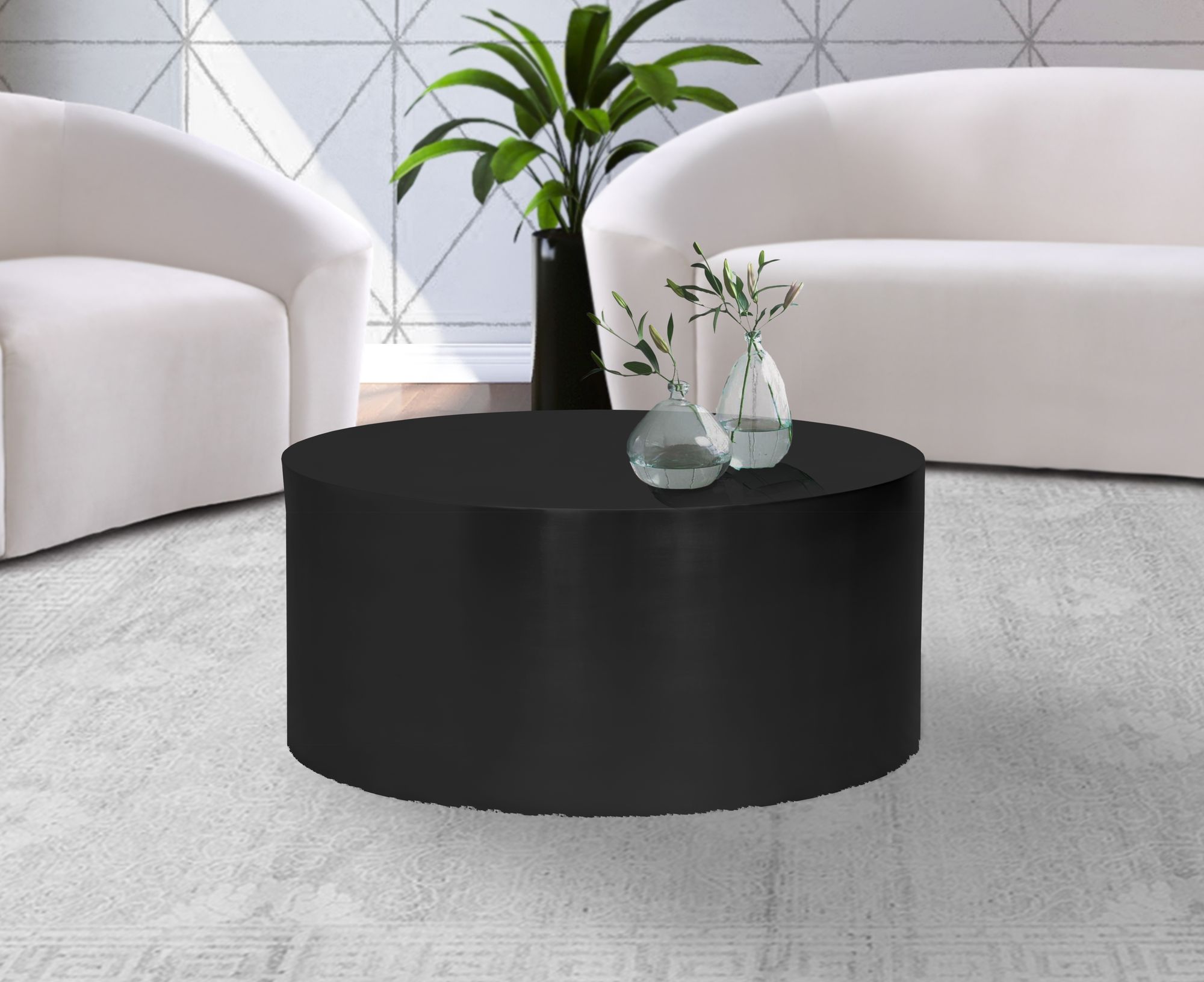 Cylinder 32" Round Metal Coffee Table