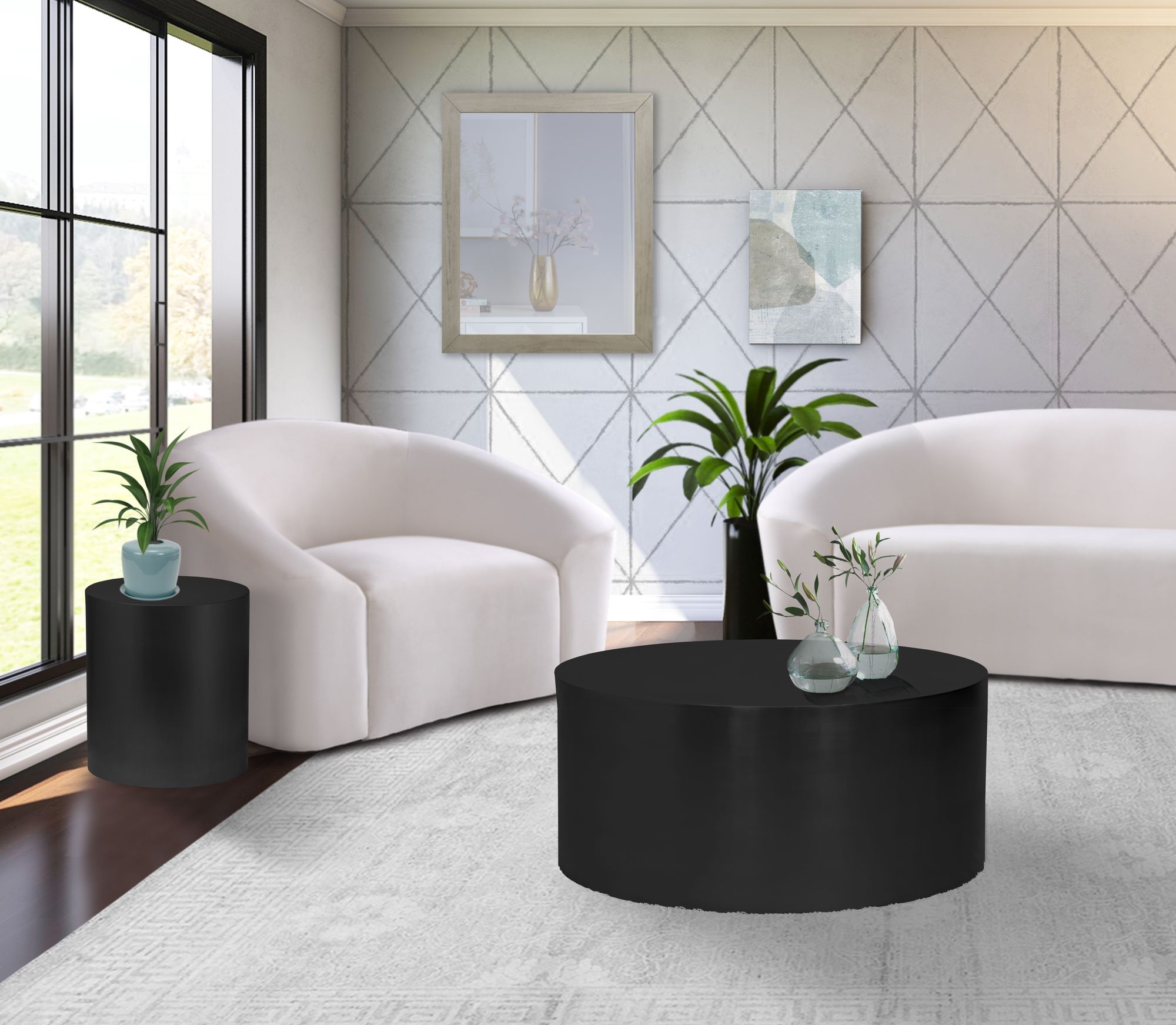 Cylinder 32" Round Metal Coffee Table