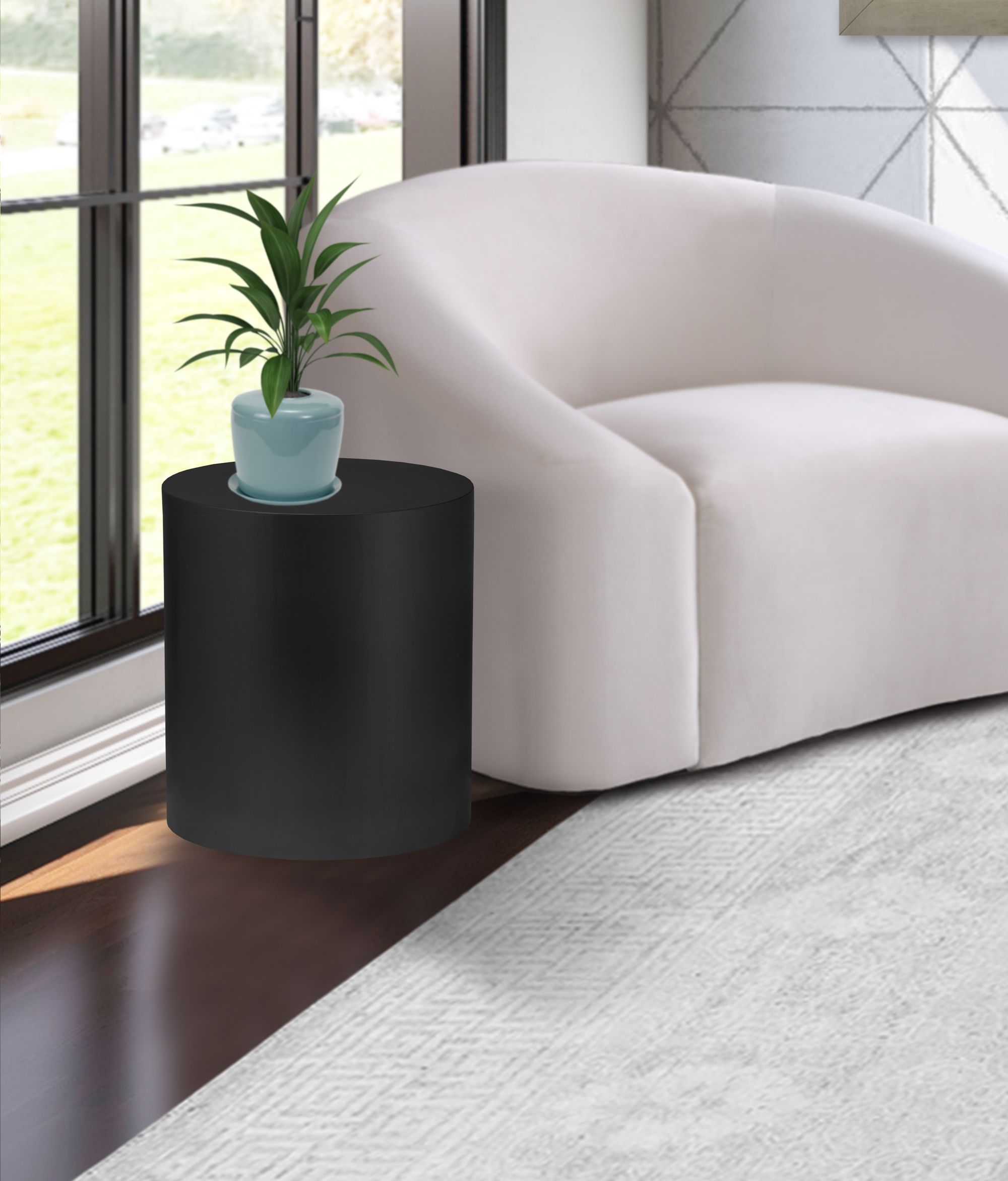 Cylinder 20" Round Metal End Table