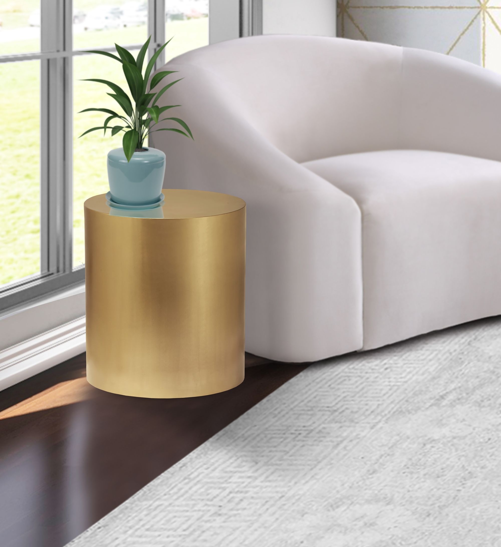 Cylinder 20" Round Metal End Table