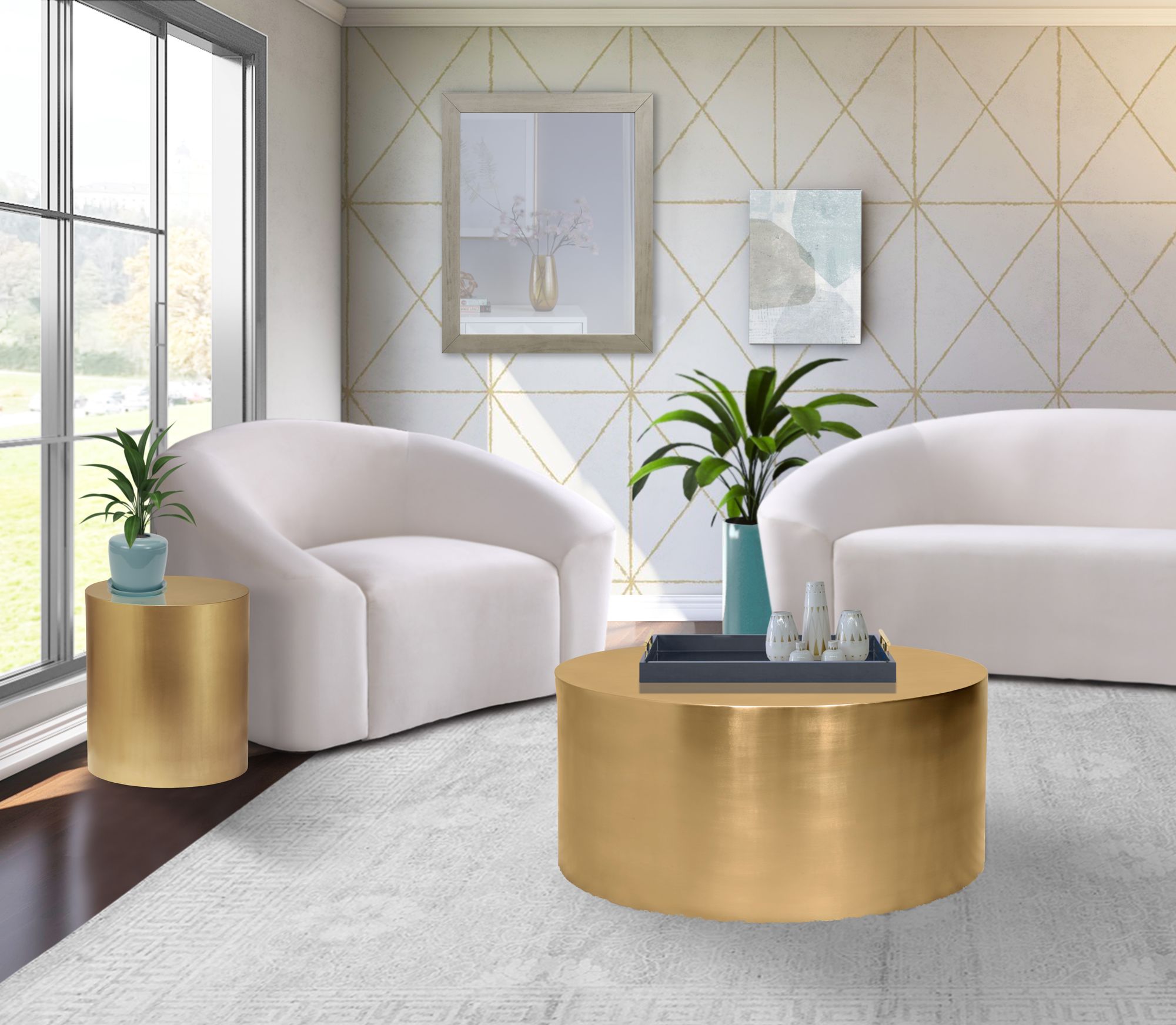 Cylinder 20" Round Metal End Table