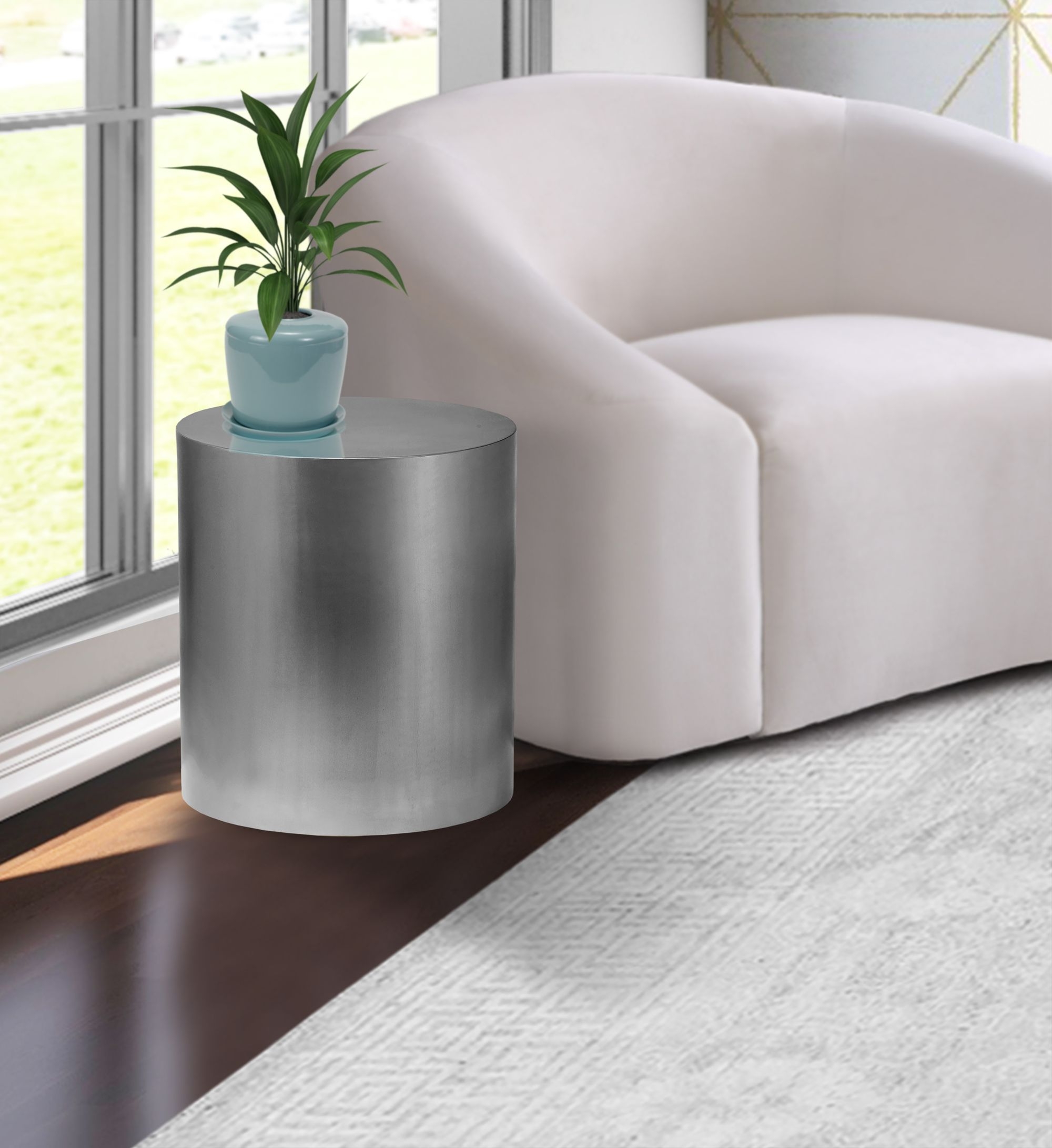 Cylinder 20" Round Metal End Table