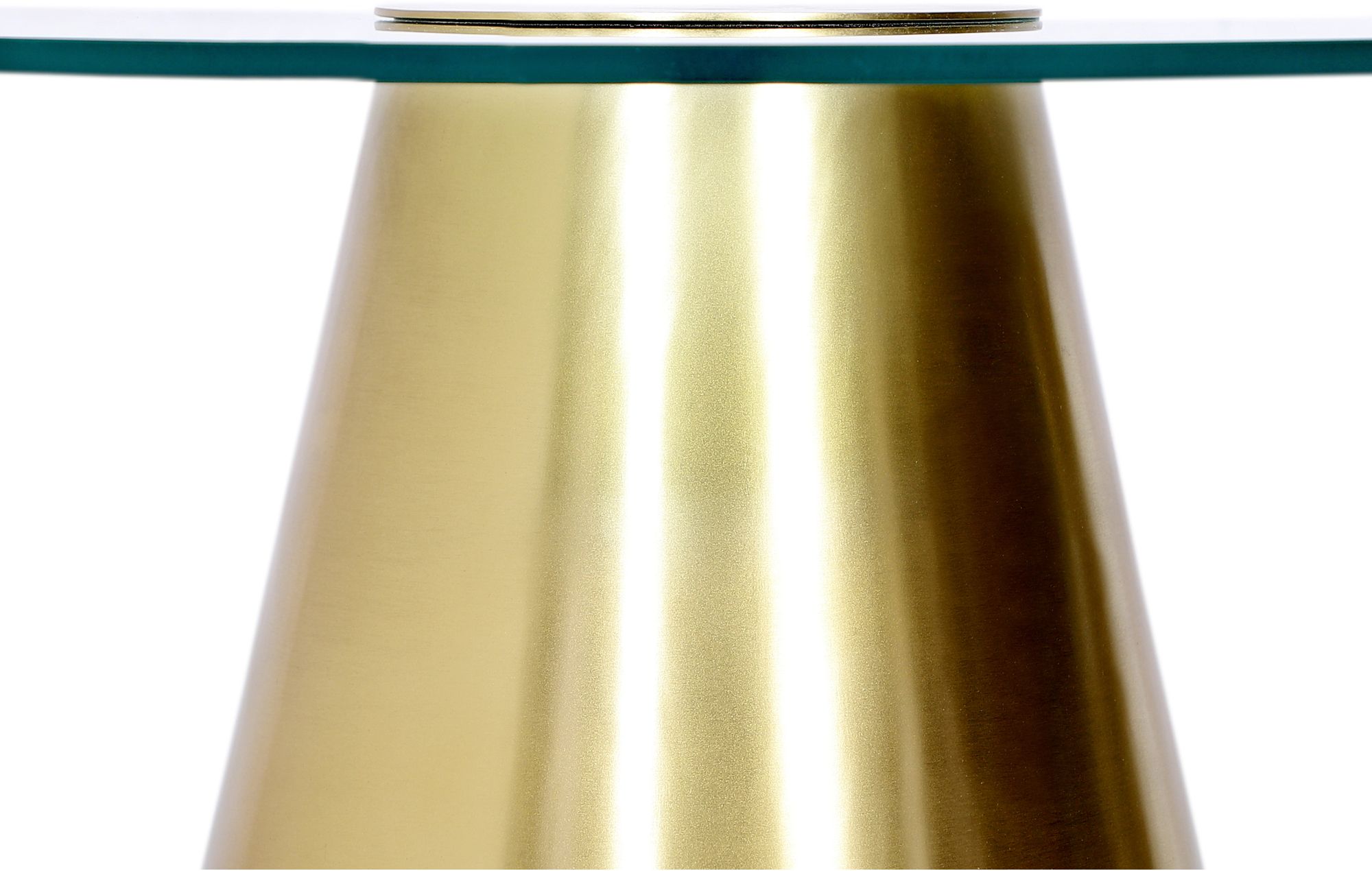 Glassimo 32" Round Glass Coffee Table with Brushed Gold Base