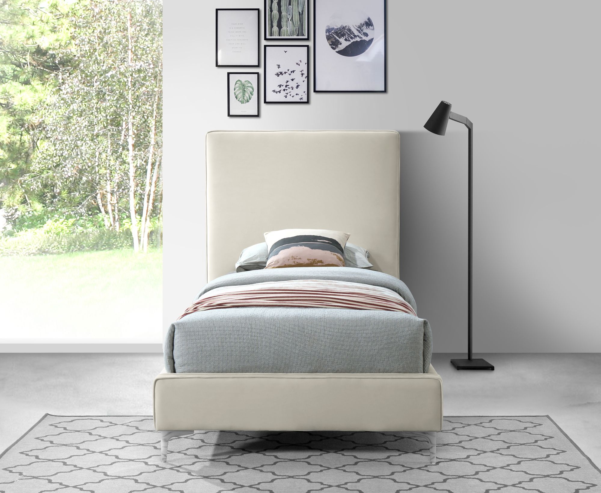 Geri Velvet Twin Size Bed