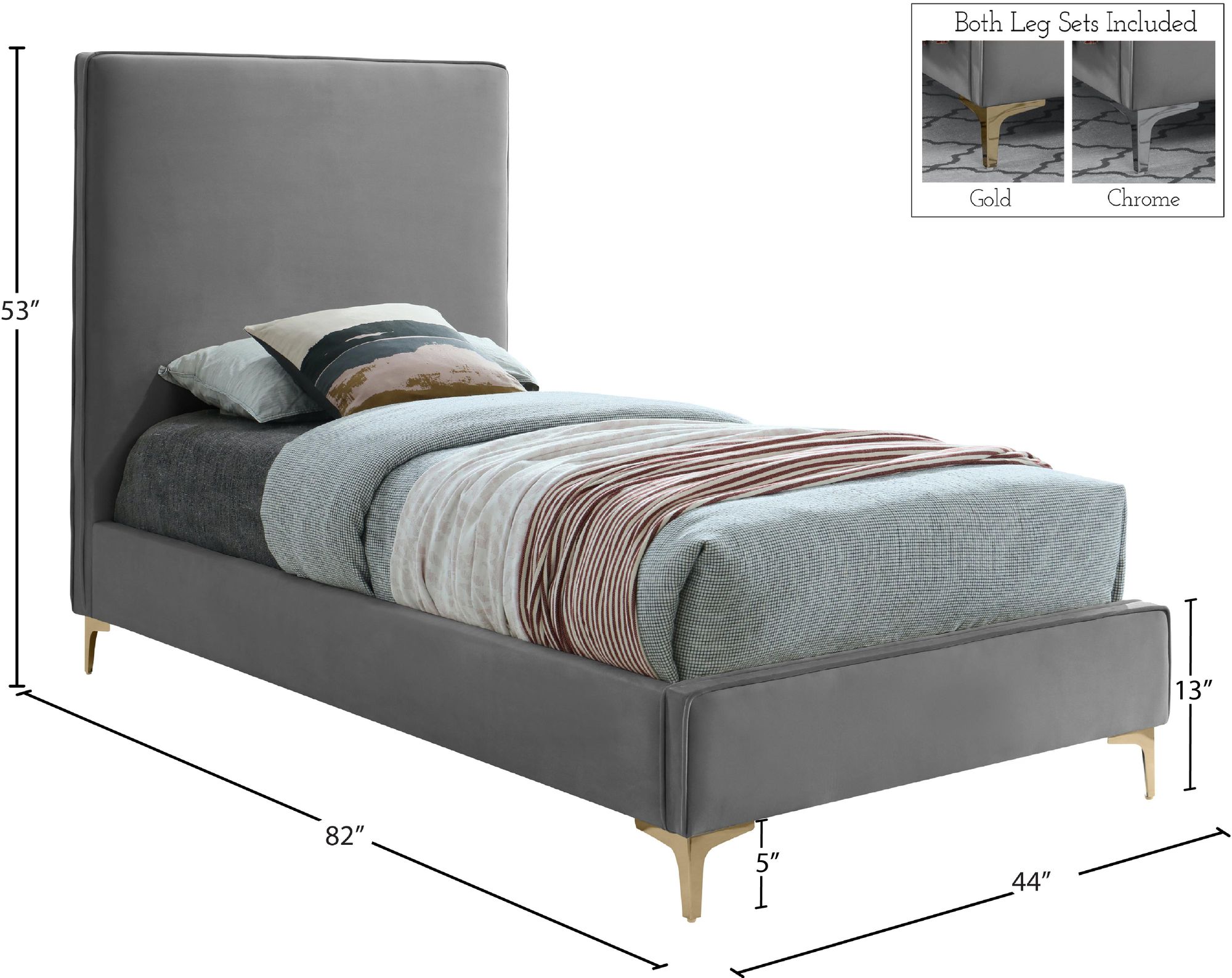 Geri Velvet Twin Size Bed