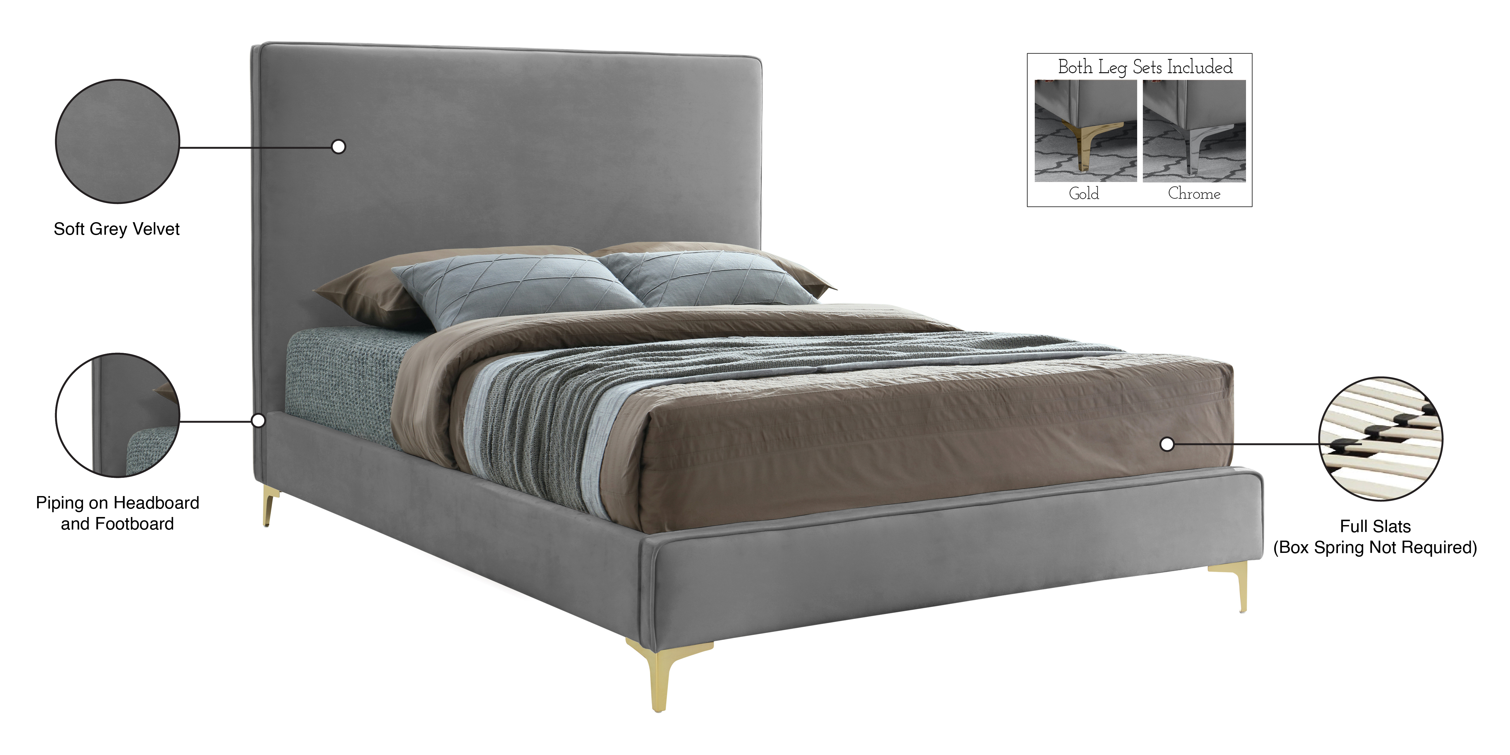 Geri Velvet King Size Bed