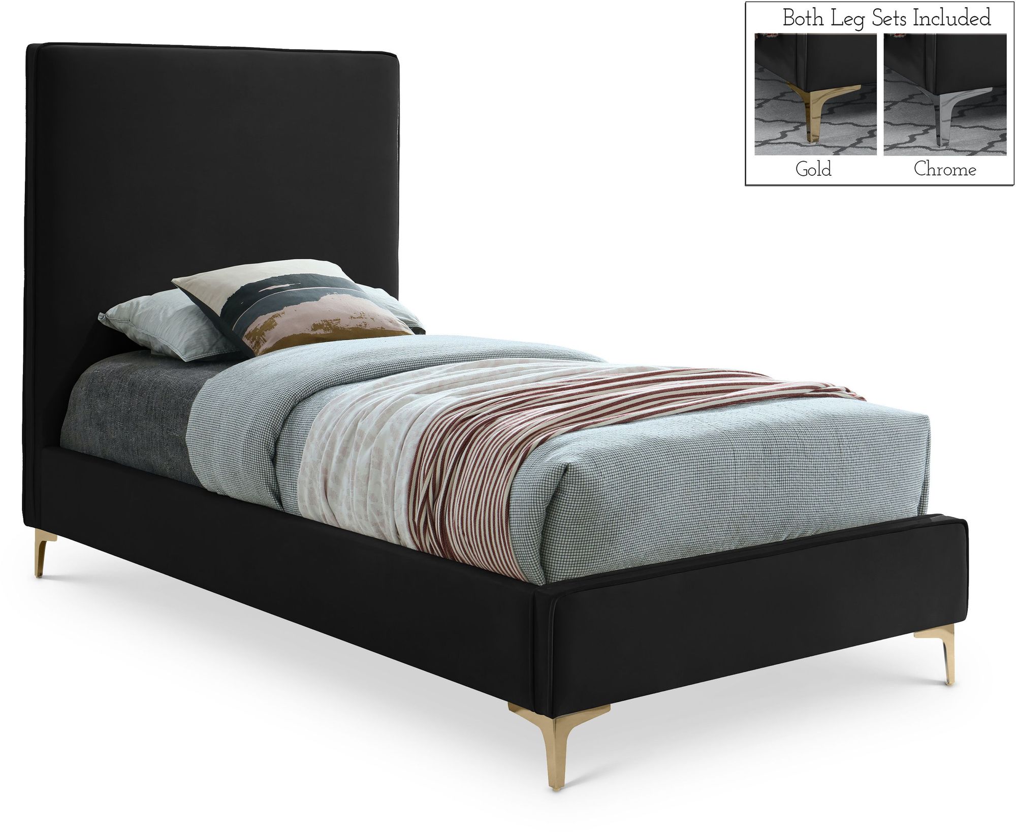 Geri Velvet Twin Size Bed