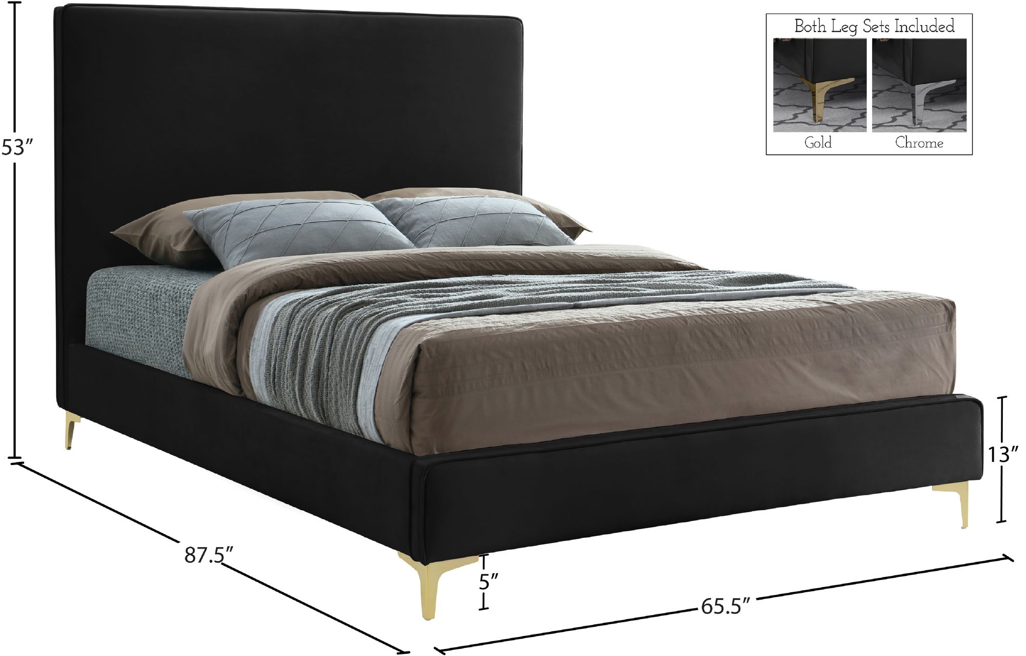 Geri Velvet Queen Size Bed