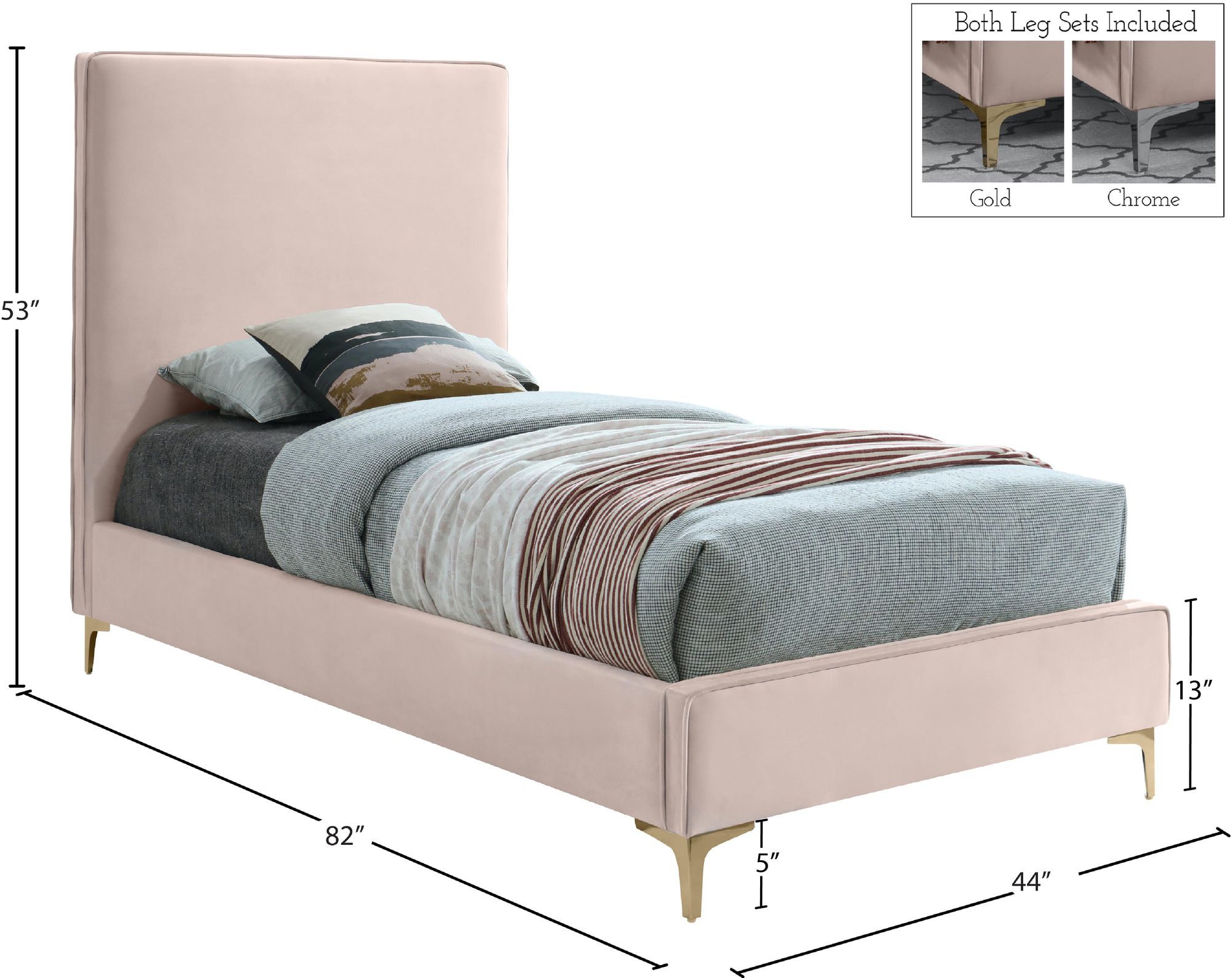 Geri Velvet Twin Size Bed
