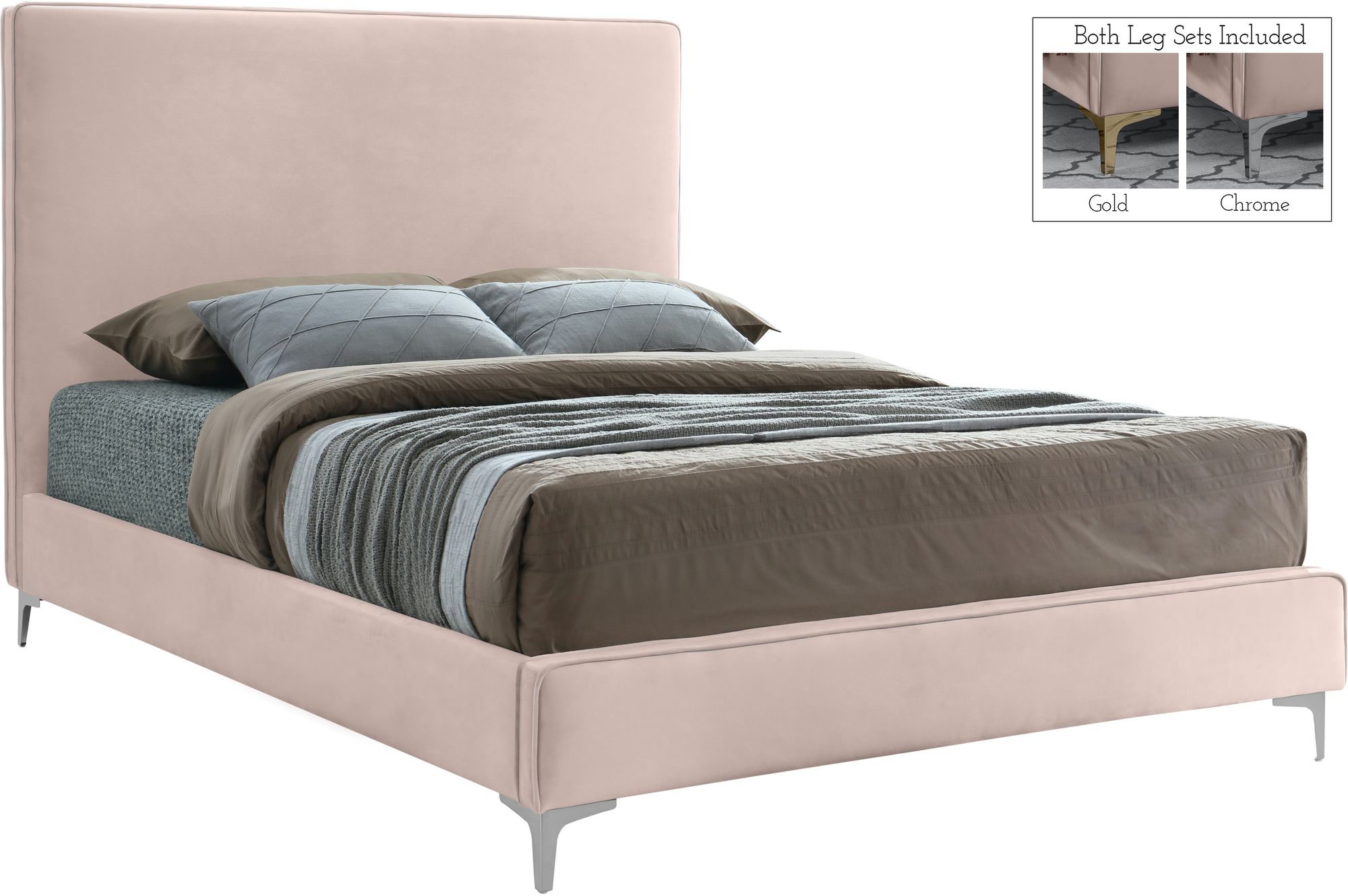 Geri Velvet Queen Size Bed