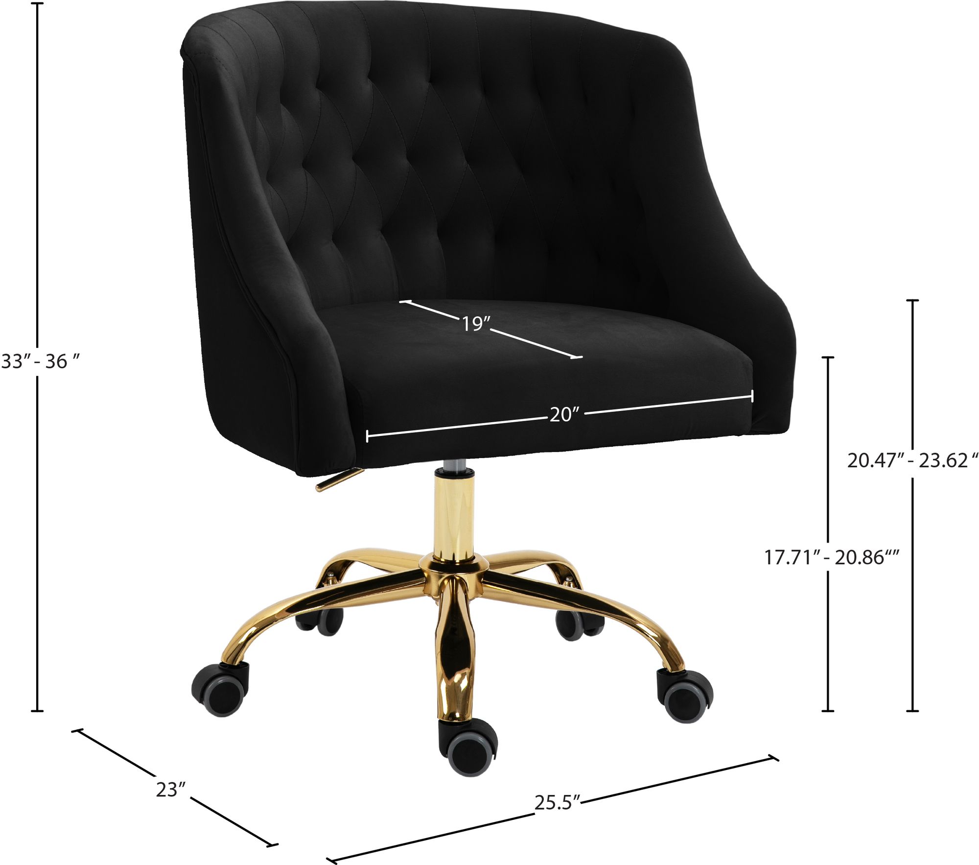 Arden Velvet Office Chair with Gold Base