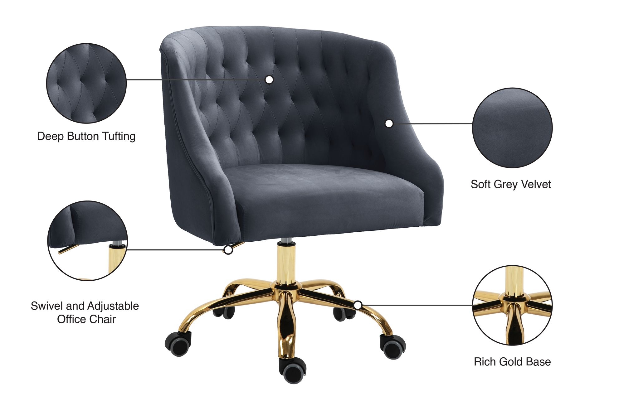 Arden Velvet Office Chair