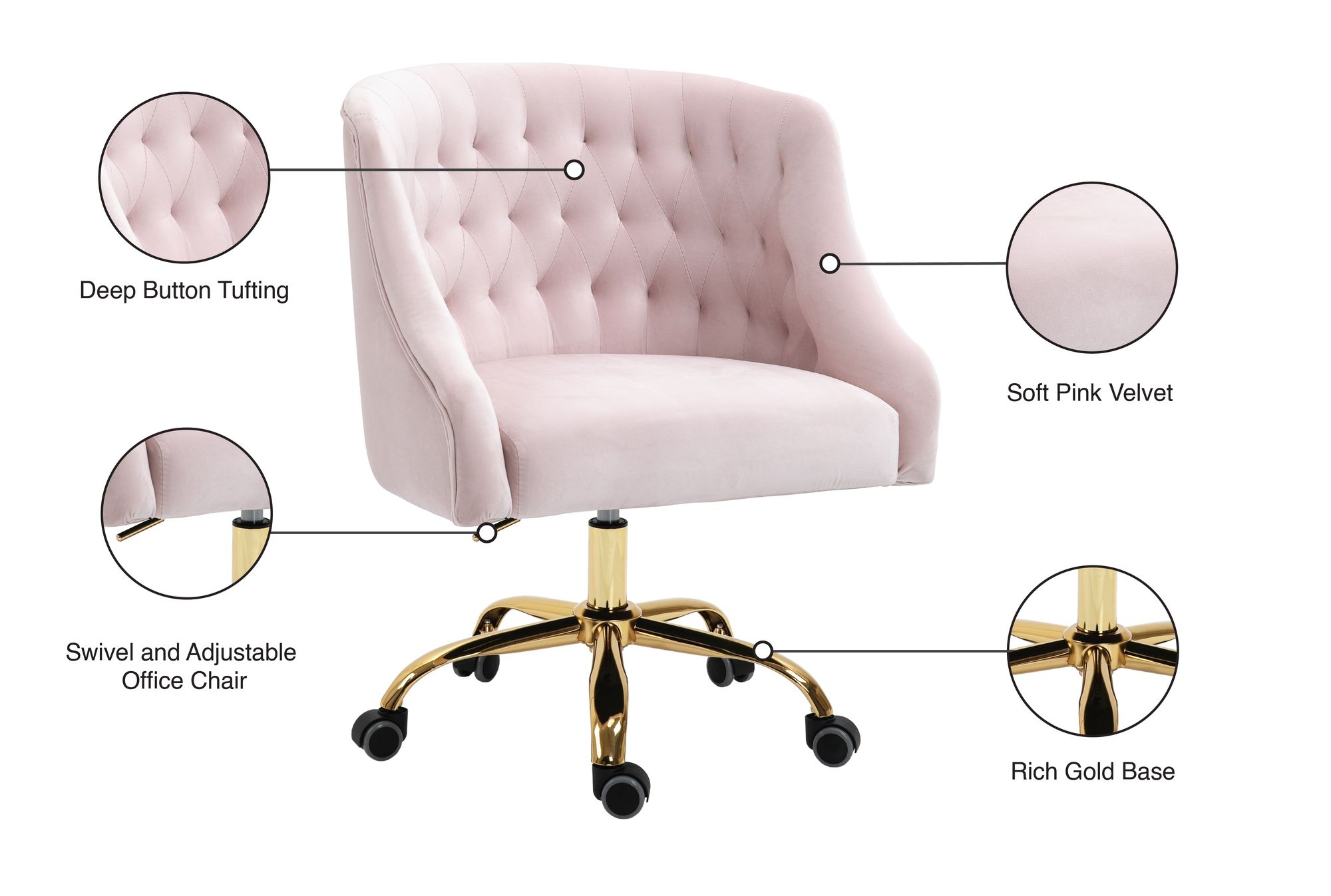 Arden Velvet Office Chair