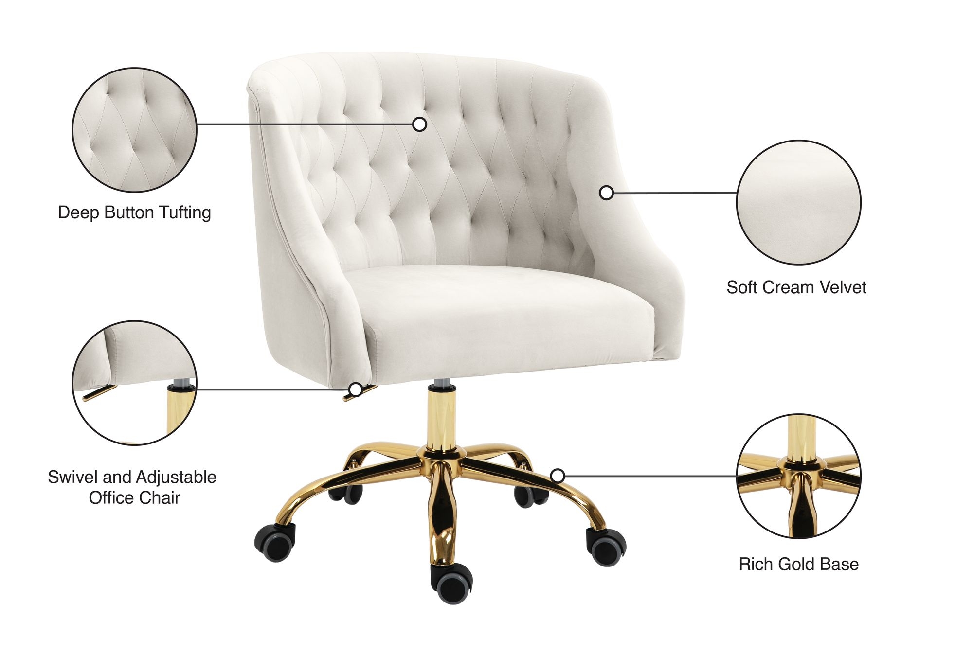 Arden Velvet Office Chair
