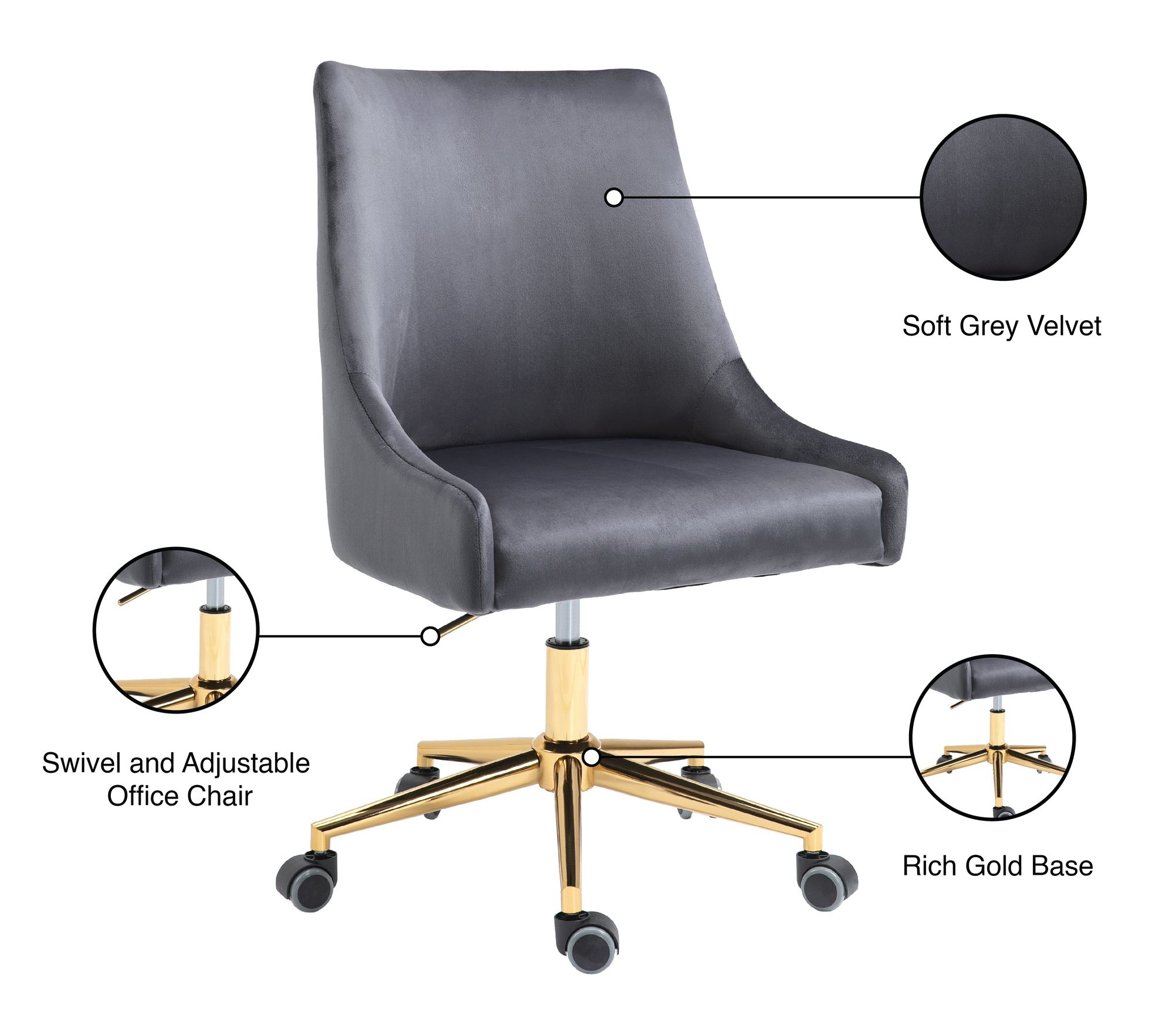 Karina Velvet Office Chair