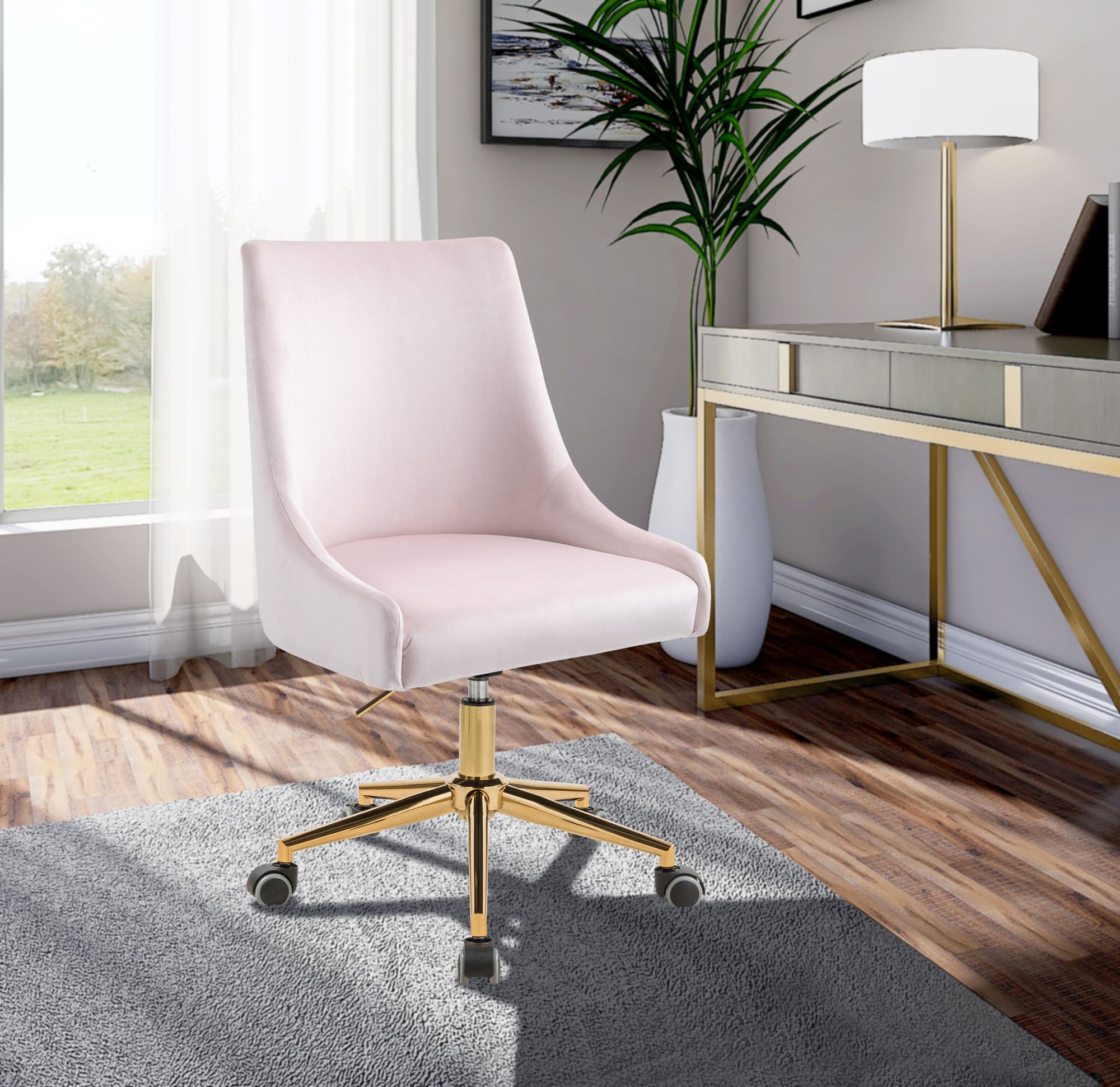 Karina Velvet Office Chair with Gold Base