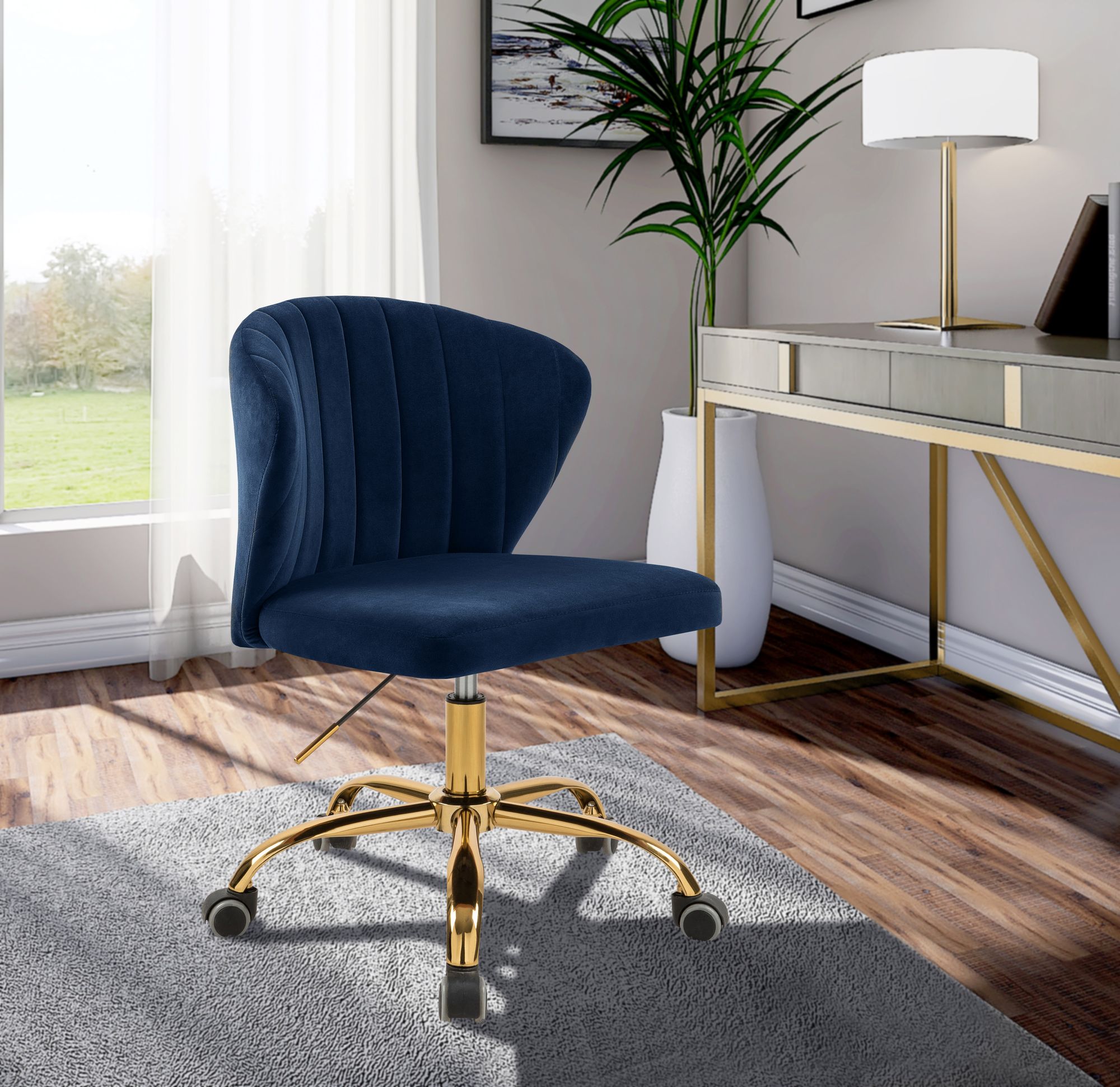 Finley Velvet Office Chair with Gold Base