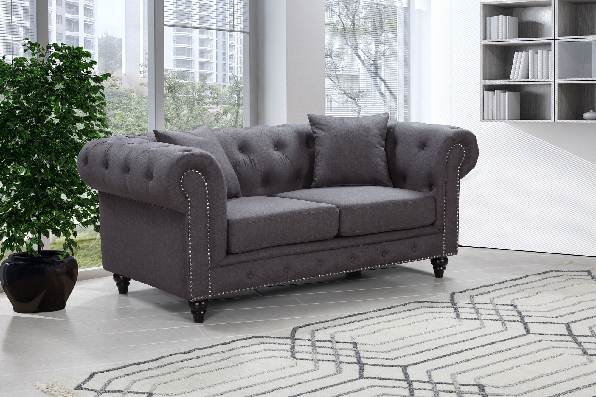 Chesterfield Fabric Loveseat