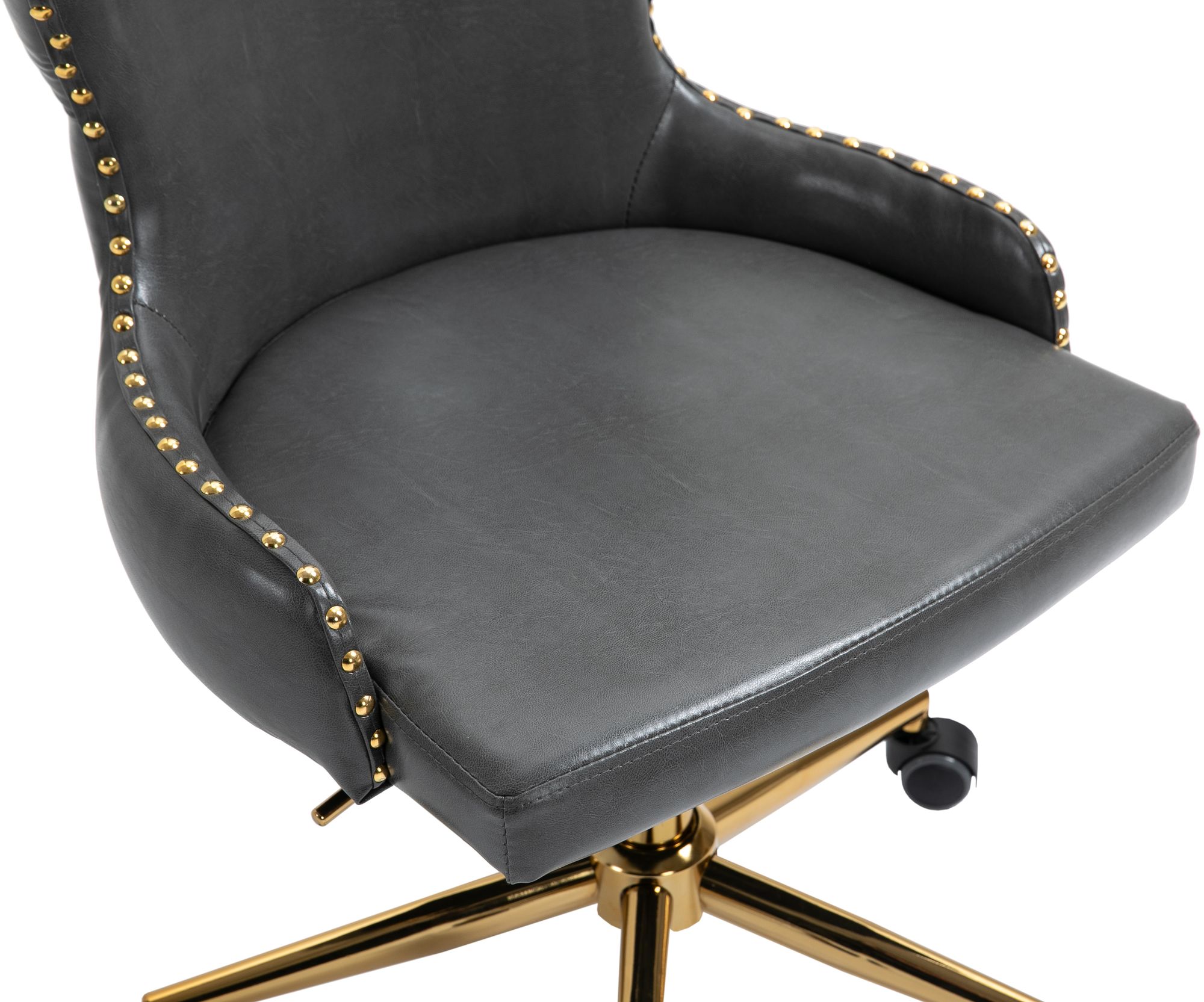 Hendrix Faux Leather Office Chair with Gold Base