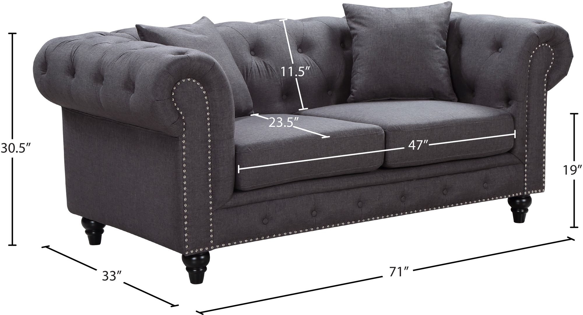 Chesterfield Fabric Loveseat