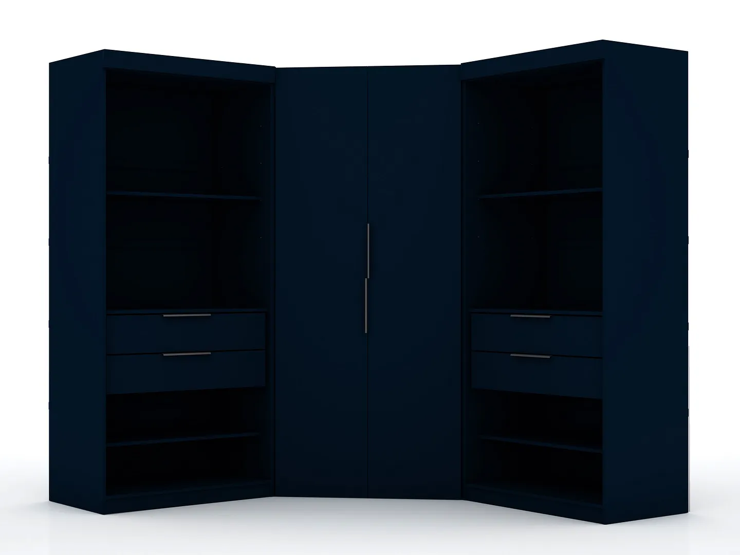 Mulberry 2.0 Semi Open 3 Sectional Wardrobe Corner Closet w/4 Drawers