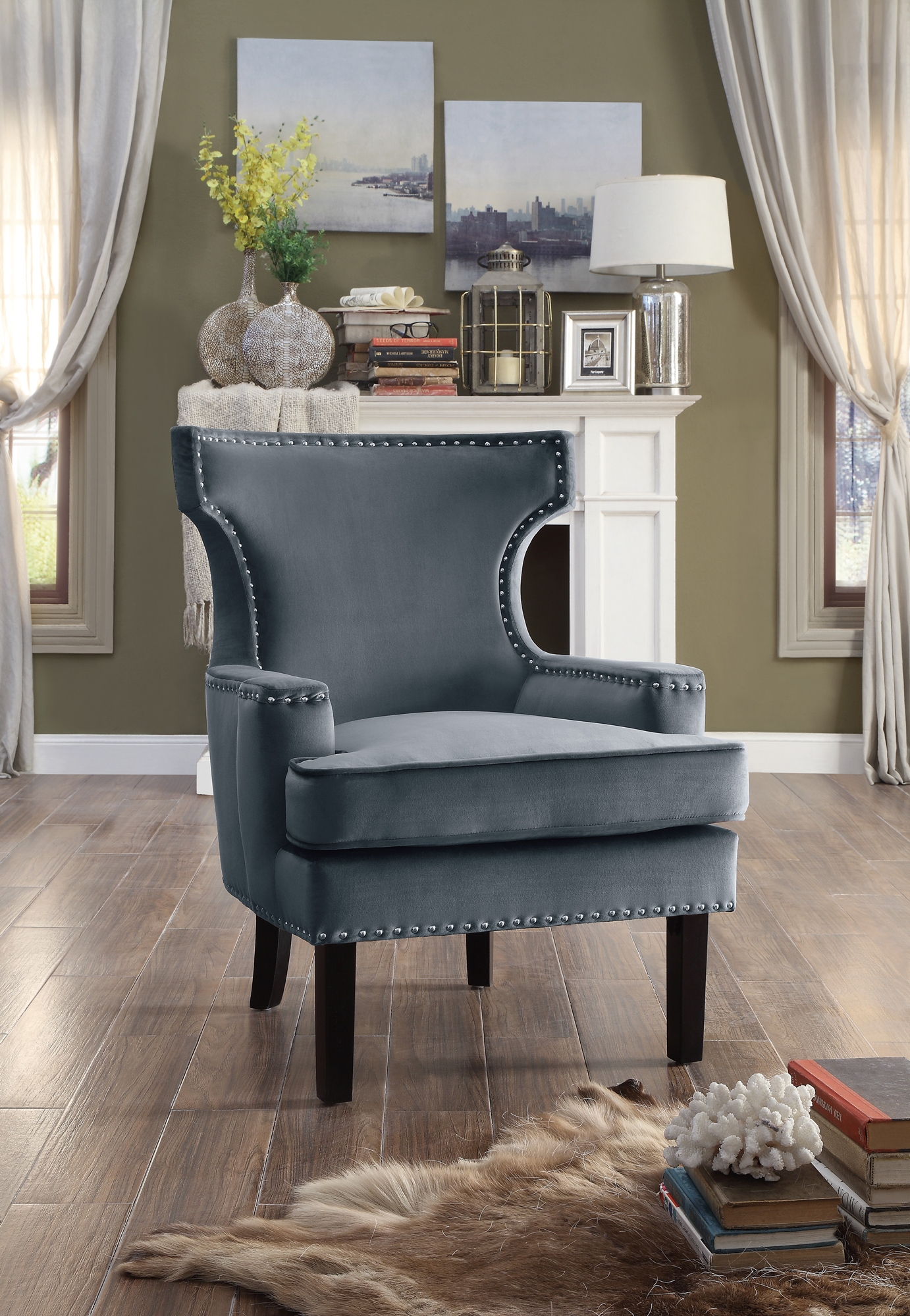 Lapis Velvet Accent Chair