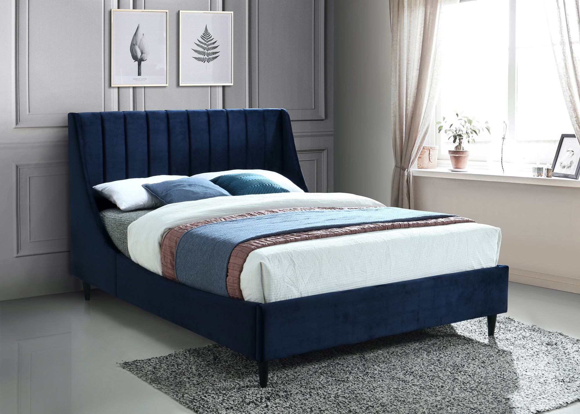 Eva Velvet King Size Bed