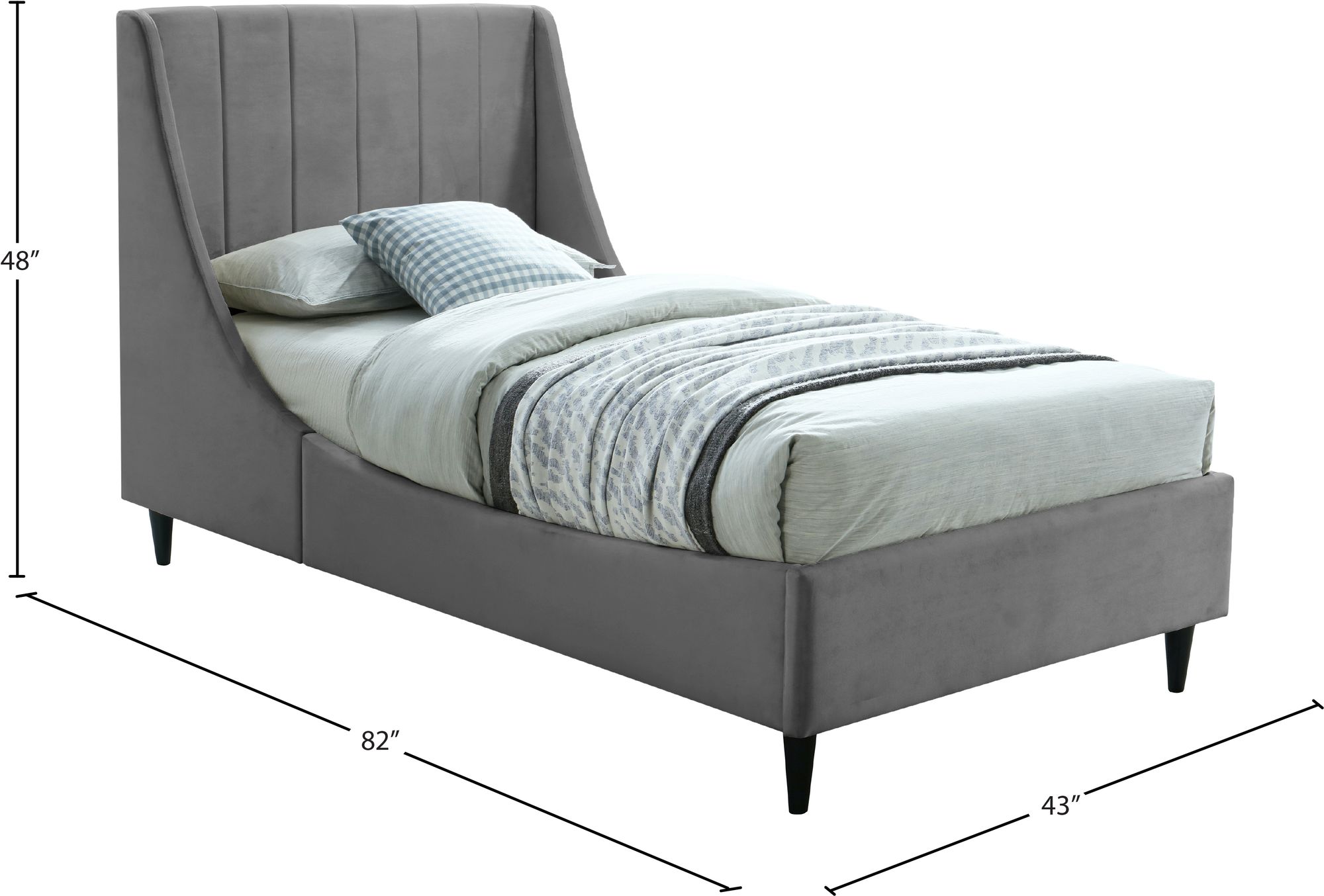 Eva Velvet Twin Size Bed