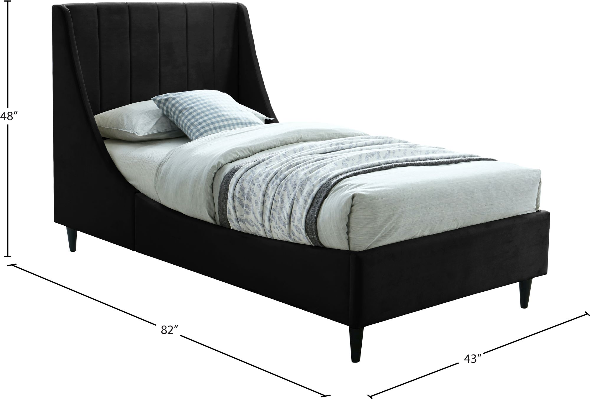 Eva Velvet Twin Size Bed