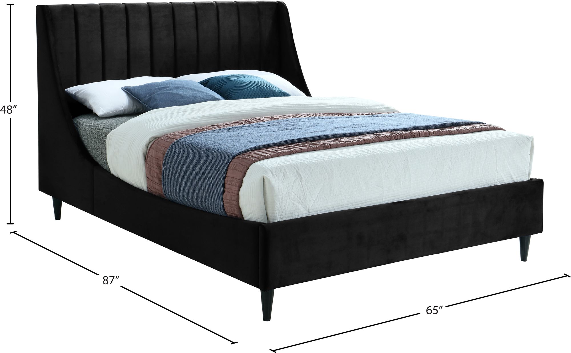 Eva Velvet Queen Size Bed