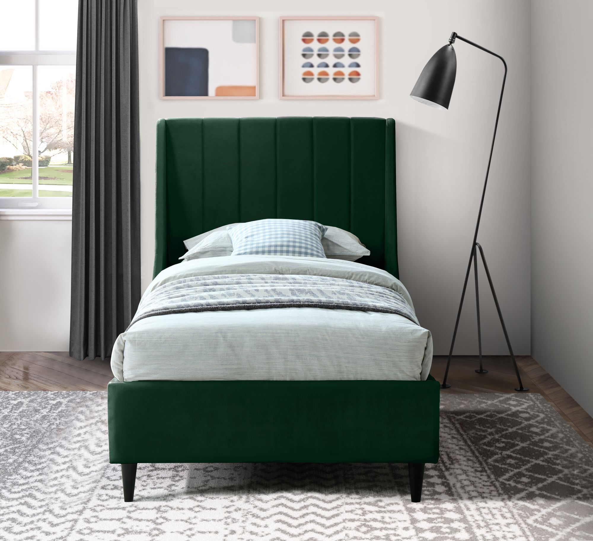 Eva Velvet Twin Size Bed